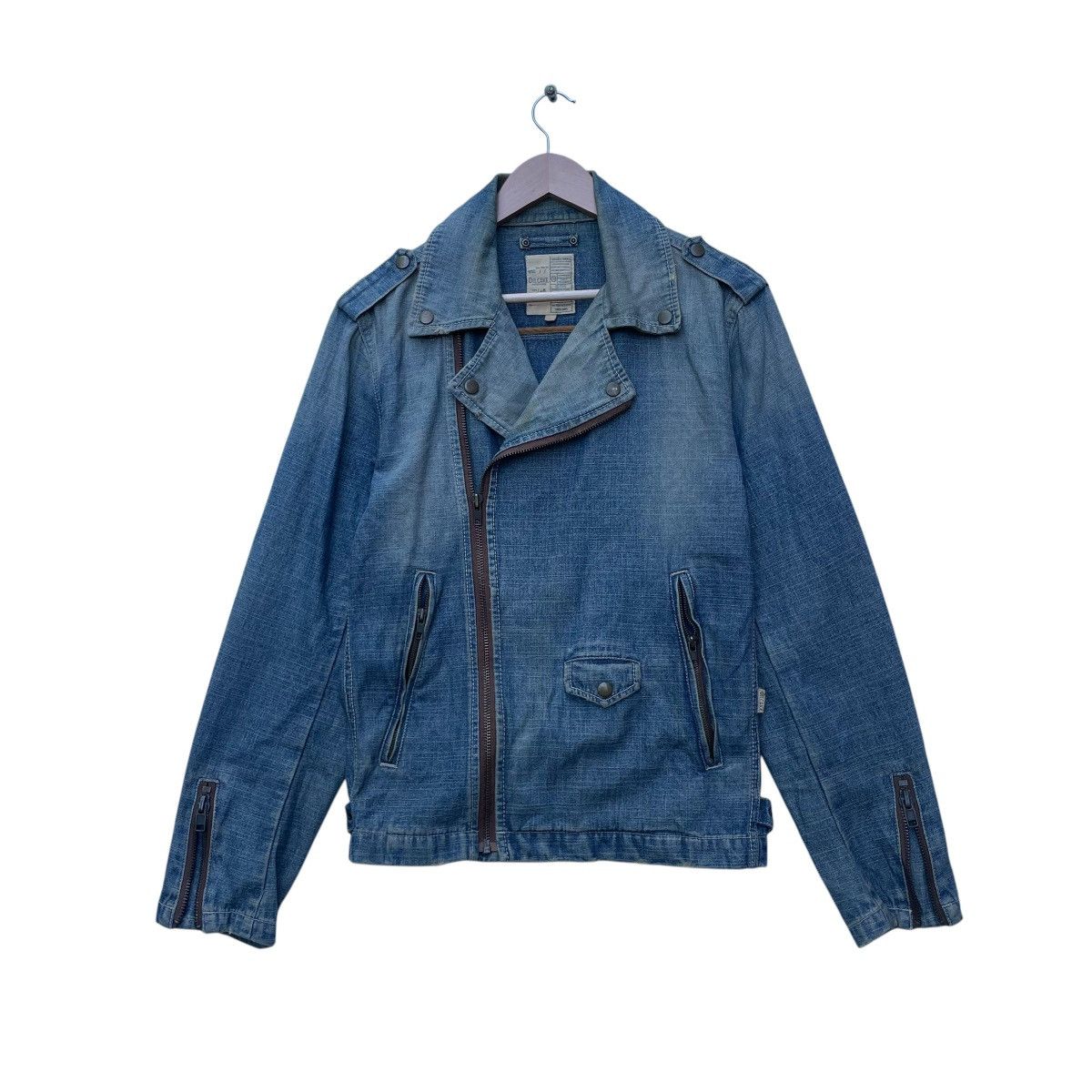 Ekam × Hein Gericke × Japanese Brand 💥Oil Cake Biker Denim Double Collar Jacket Size US M / EU 48-50 / 2 - 1 Thumbnail