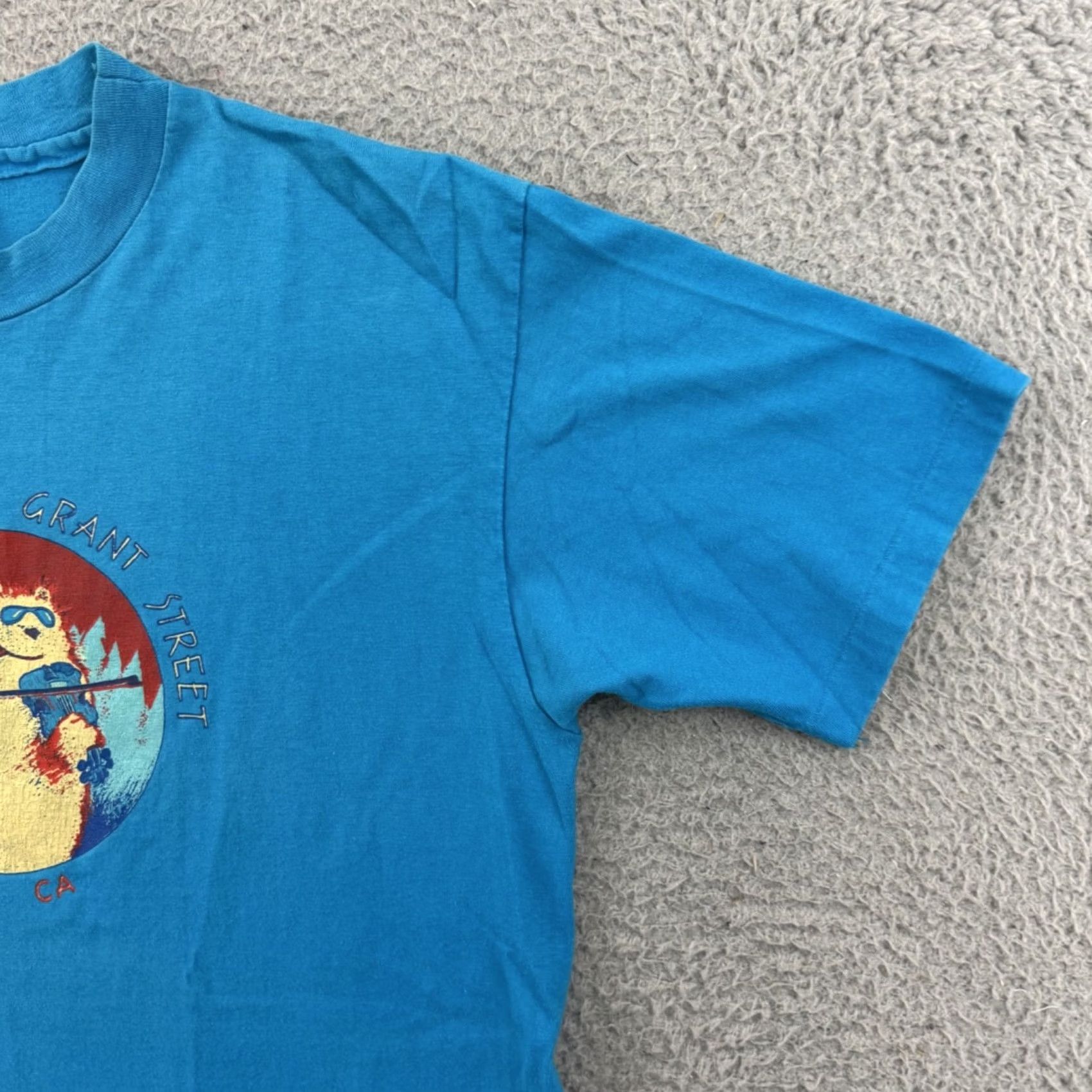 Hanes VINTAGE Laurie Lewis Grant Street Shirt Mens Medium Blue 80s Berkeley California Size US M / EU 48-50 / 2 - 5 Thumbnail