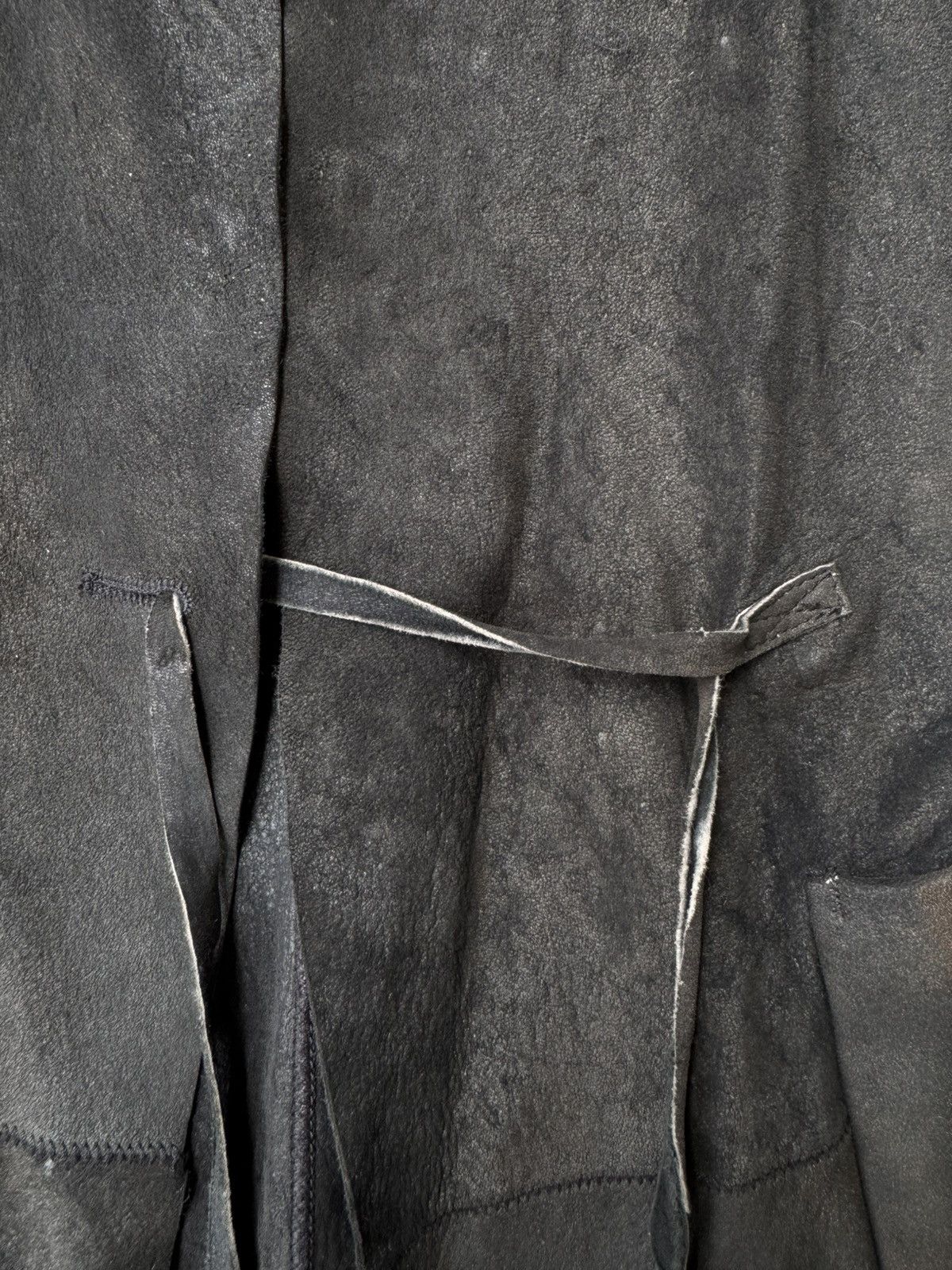 Ann Demeulemeester Ann Demeulemeester AW02 Textured Leather Opened Tie Jacket Size US XS / EU 42 / 0 - 3 Thumbnail