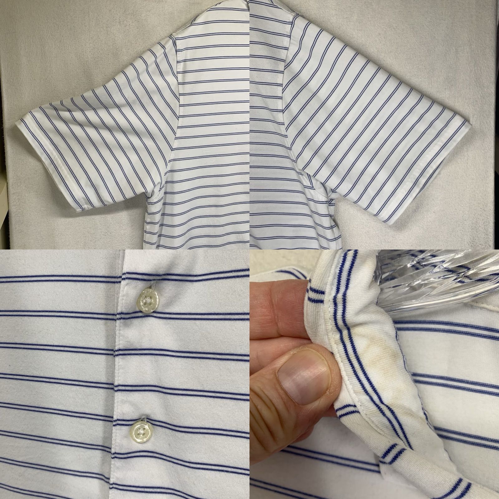 Vintage Martin Polo Shirt Mens XL White Blue Striped Embroidered Logo Golf Casual Easy Care 1921 Tree Size US XL / EU 56 / 4 - 8 Thumbnail
