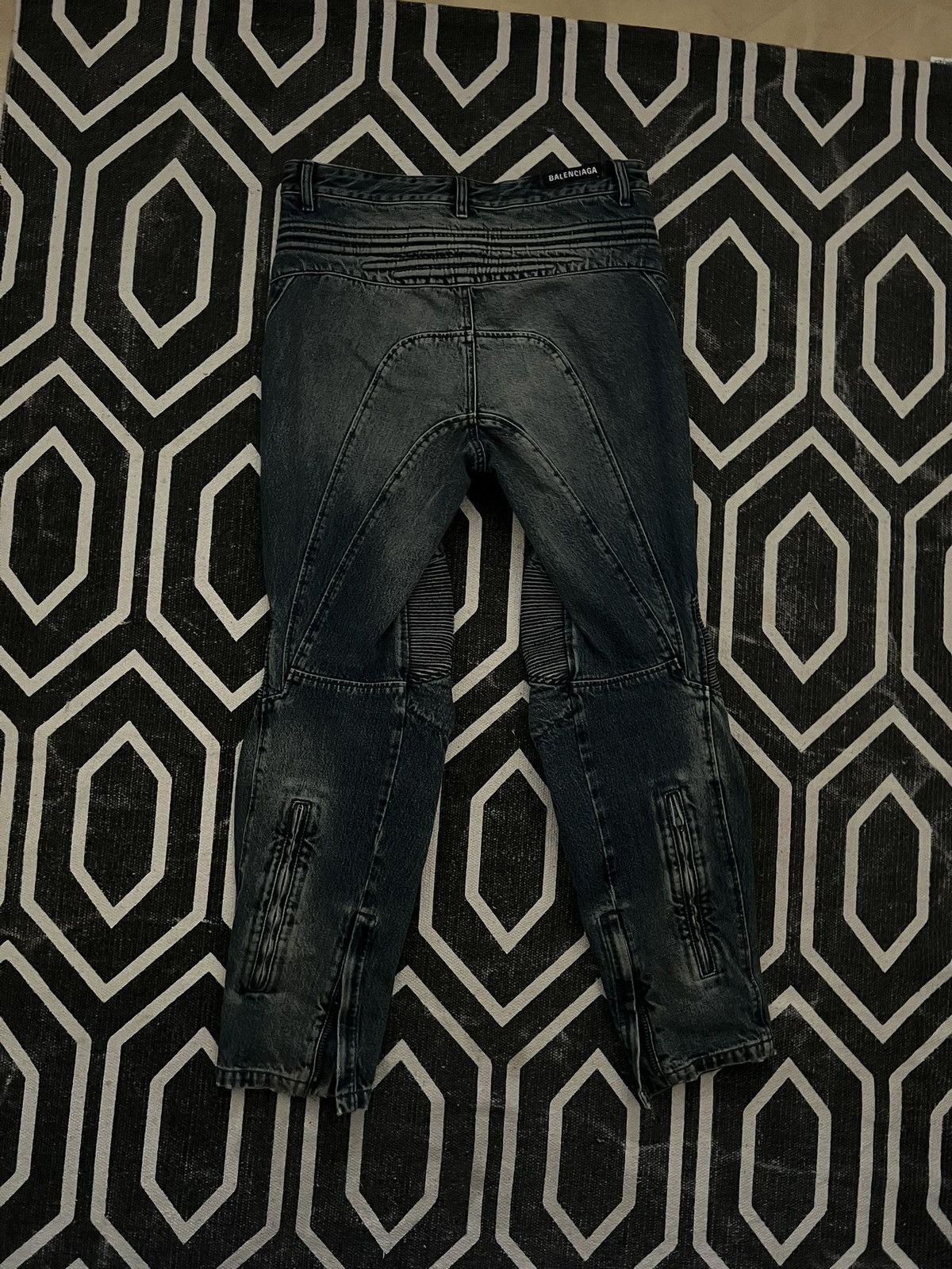 Balenciaga BALENCIAGA AW22 1OF1 SAMPLE BIKER MOTO DENIM JEANS Size US 30 / EU 46 - 6 Thumbnail