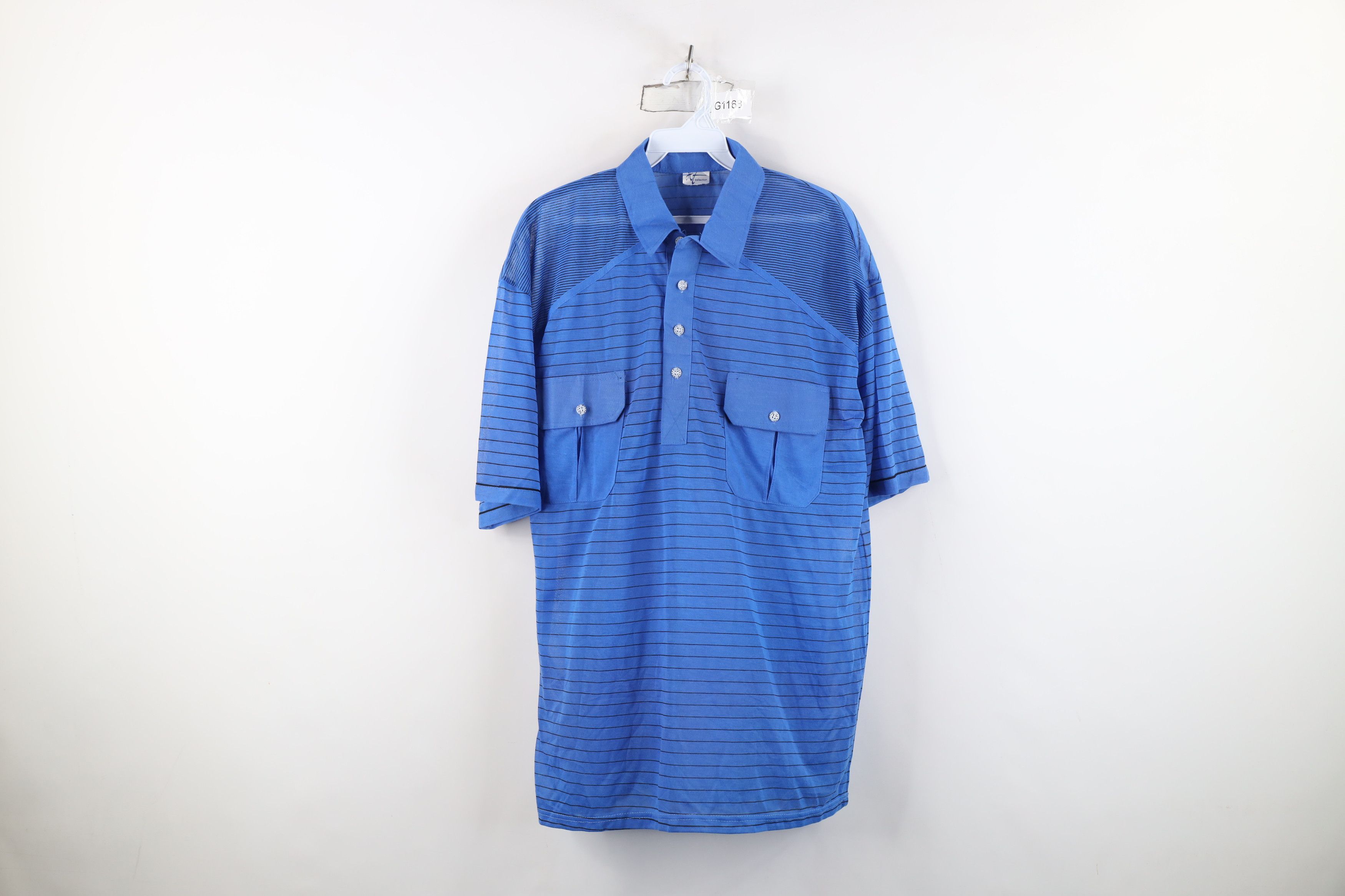 Vintage Vintage 90s Streetwear Paper Thin Striped Collared Golf Polo Size US L / EU 52-54 / 3 - 1 Thumbnail