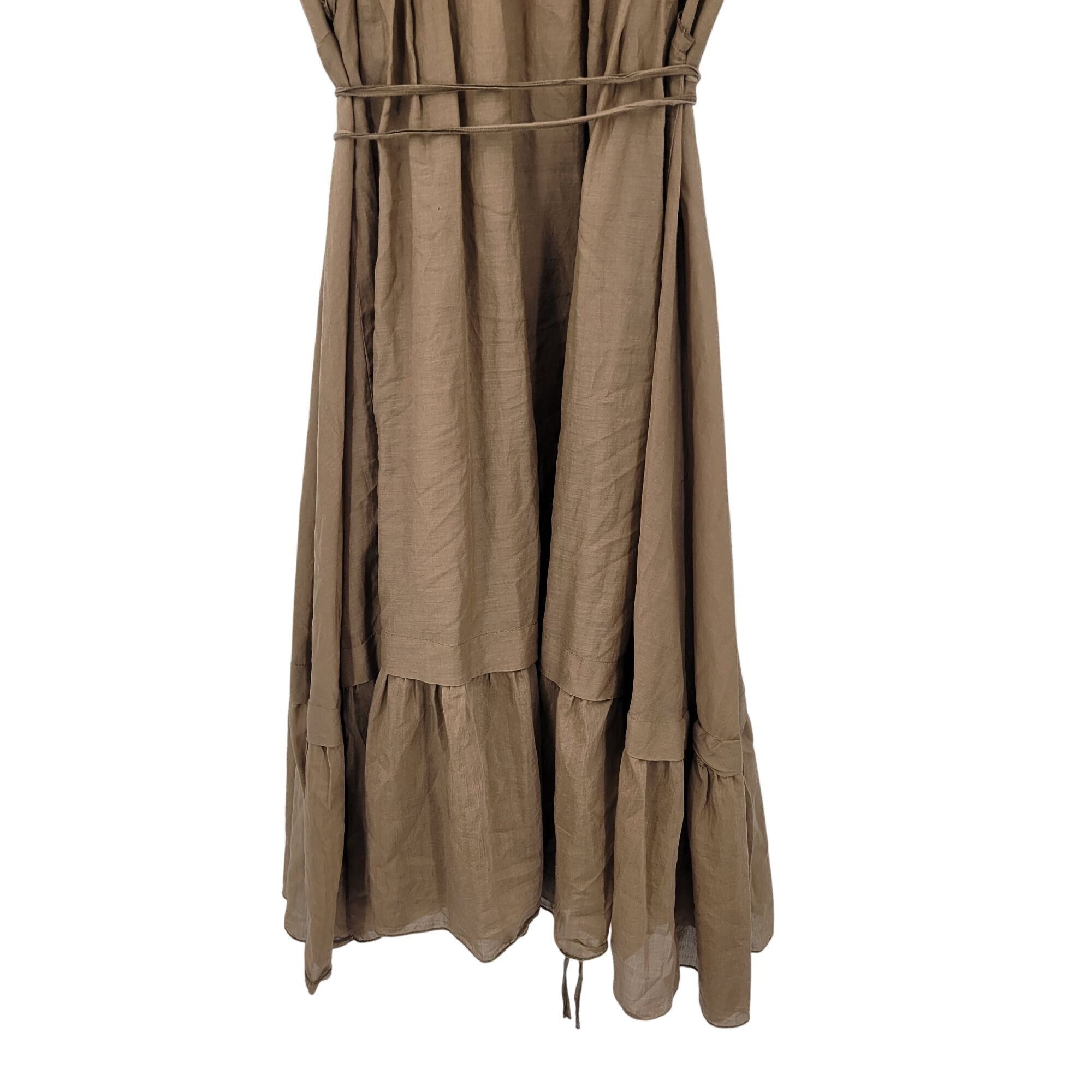 Vintage Vintage Brown Midi Peasant Dress Sz XL Silk Puff Sleeve Lett Size S / US 4 / IT 40 - 10 Thumbnail