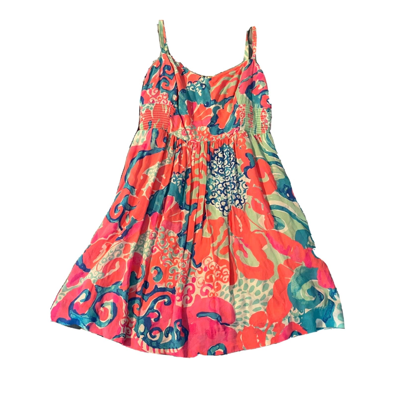 Lilly Pulitzer Lilly Pulitzer Dress Womens Sleeveless Christine Coral Reef I'm So Jelly Pink Lilli 4 Fit & Flare Rayon Short Size S / US 4 / IT 40 - 2 Thumbnail