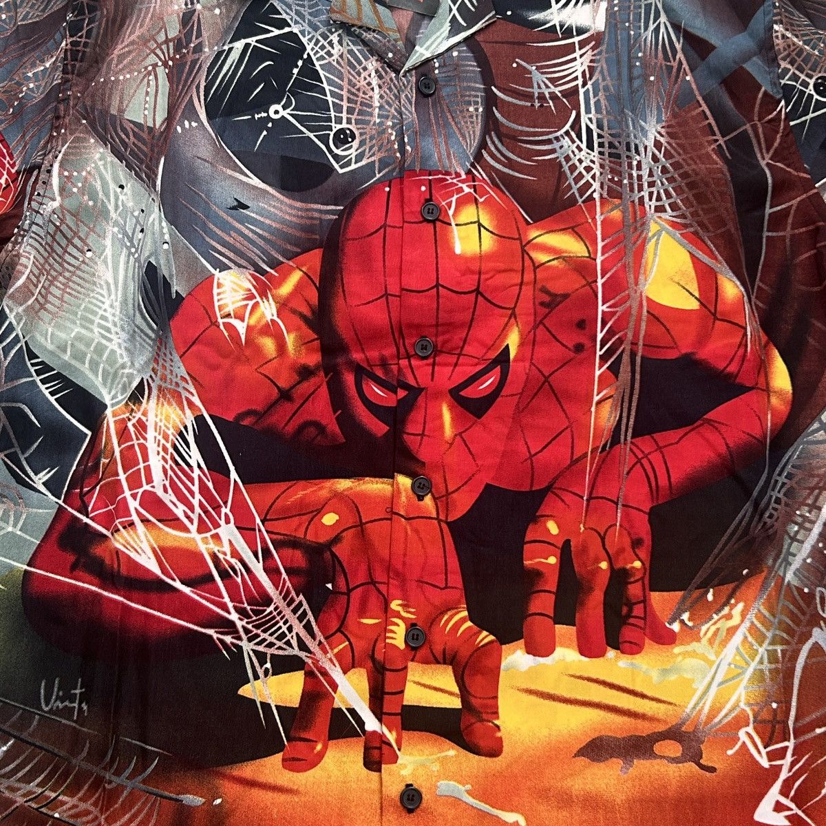 Marvel Comics Y2K Spiderman Webs multicolor All Over Print AOP button up Size US M / EU 48-50 / 2 - 2 Thumbnail