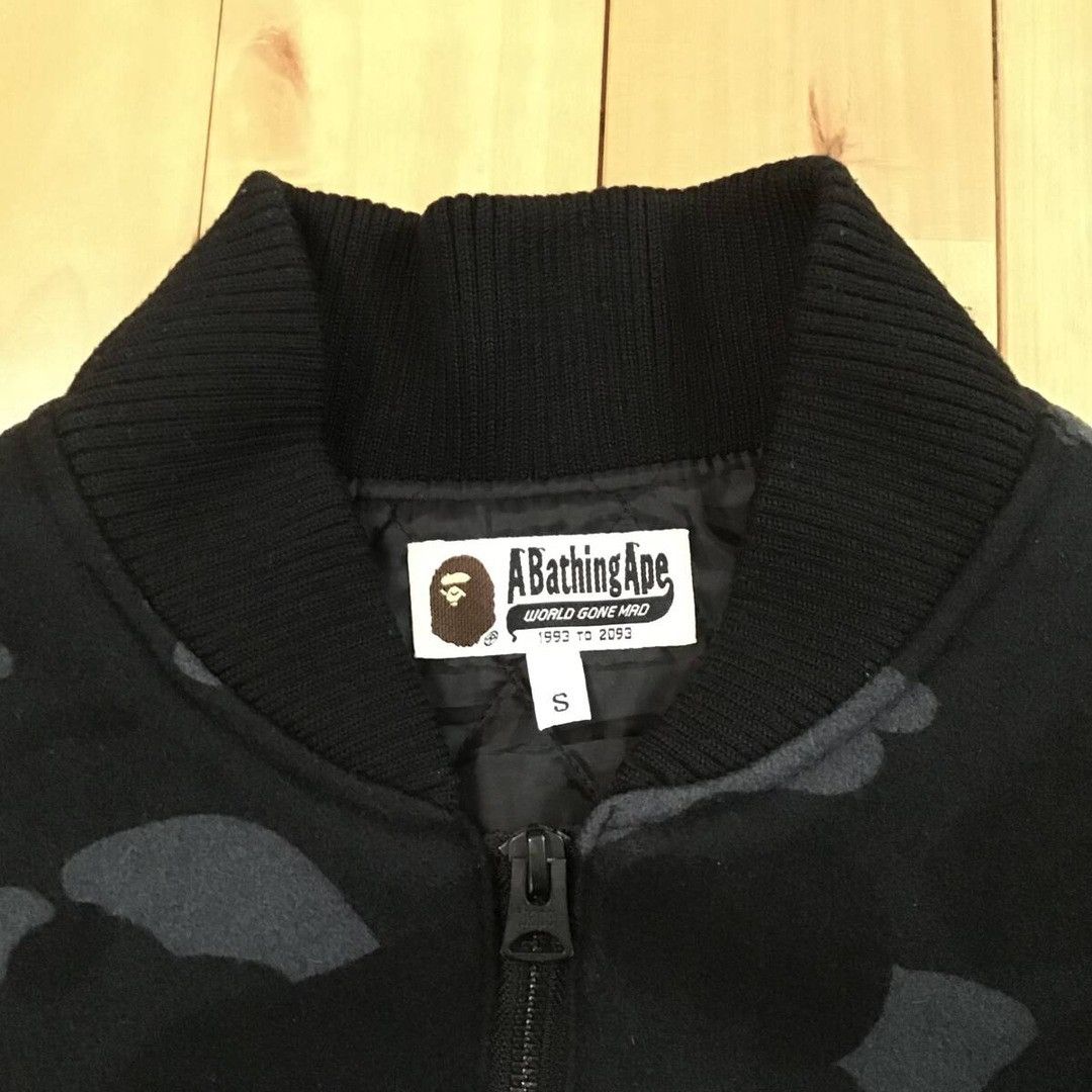 Bape × Nigo BAPE Leather sleeve varsity jacket black camo a bathing ape Size US S / EU 44-46 / 1 - 3 Thumbnail