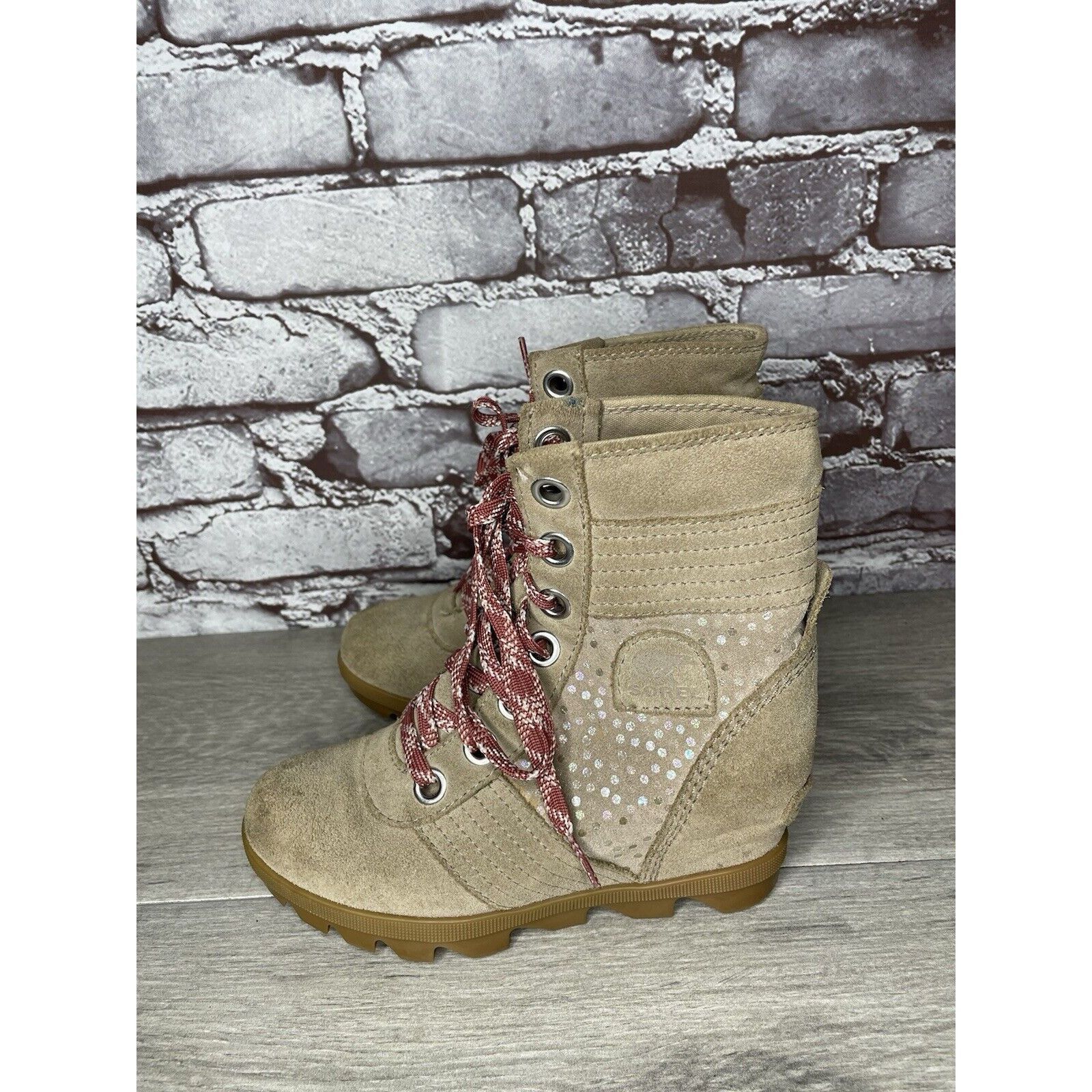 SOREL SOREL Joan of Arctic Wedge II Soft Taupe Suede Winter Lace U Size US 4 / IT 34 - 18 Thumbnail