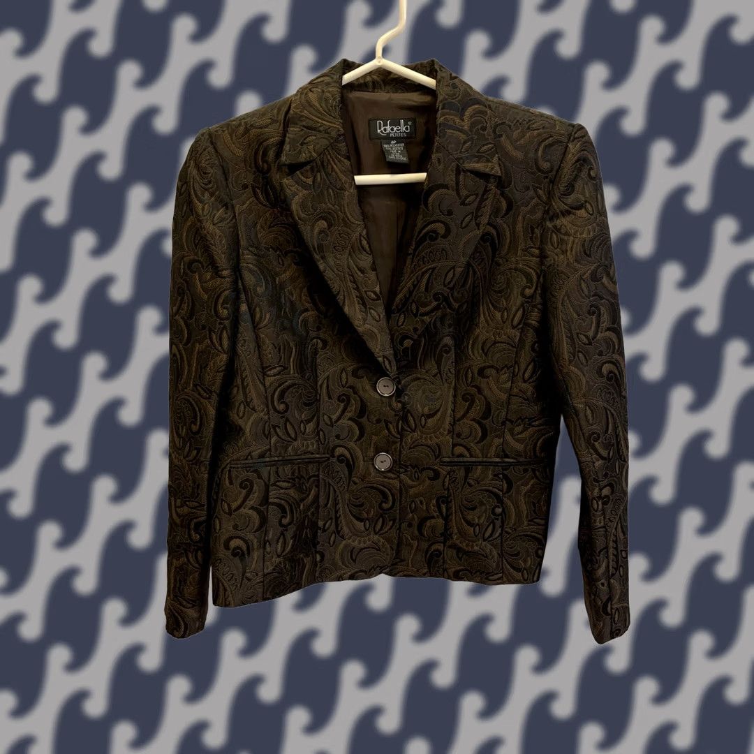 Vintage Rafaella Jacket Brocade Brown/Bronze 4P NWT Womens Mens Novelty Size S / US 4 / IT 40 - 1 Thumbnail