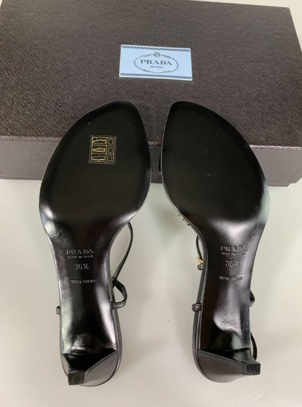 Prada Prada Black Metal T-Strap Slingback Y2K Vintage 6.5 New Box Size US 6.5 / IT 36.5 - 9 Thumbnail
