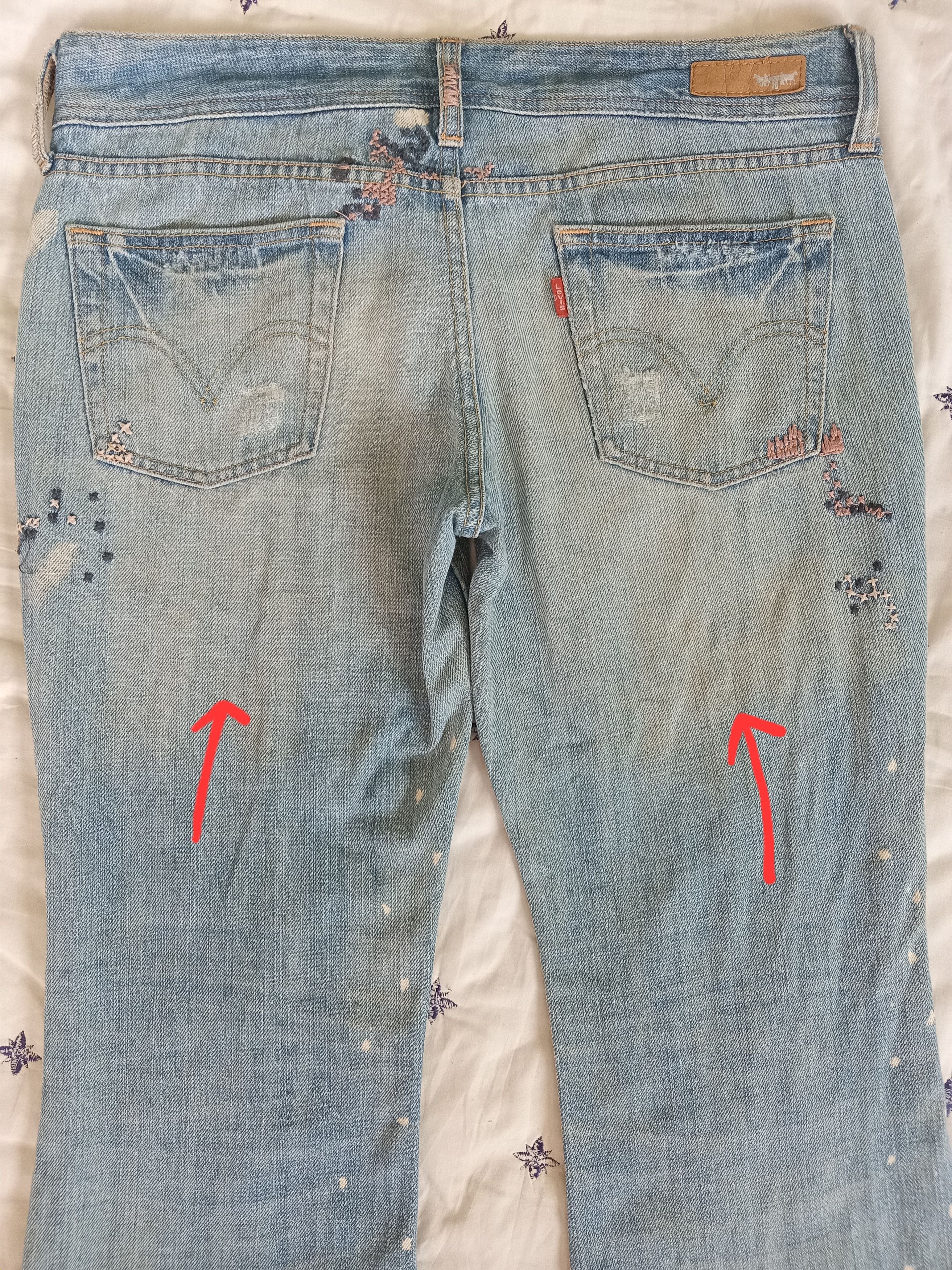 Levi's 💥RARE💥LEVIS Flare Distressed Custom Dirty Light Wash Jeans Size 33" - 10 Thumbnail