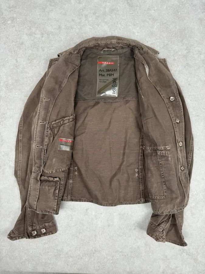 Prada 2000s Prada Light Brown Cotton Linen Cargo Jacket Size M / US 6-8 / IT 42-44 - 7 Thumbnail