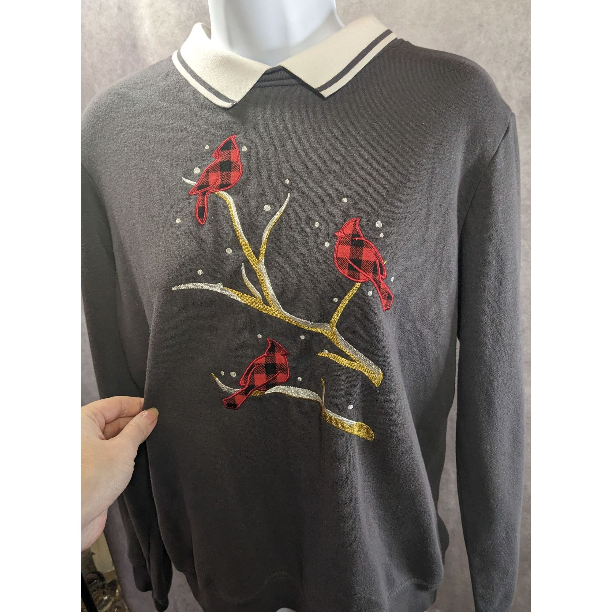 Other Adrian Delafield Vintage Embroidered Cardinal Sweatshirt Wit Size M / US 6-8 / IT 42-44 - 2 Thumbnail