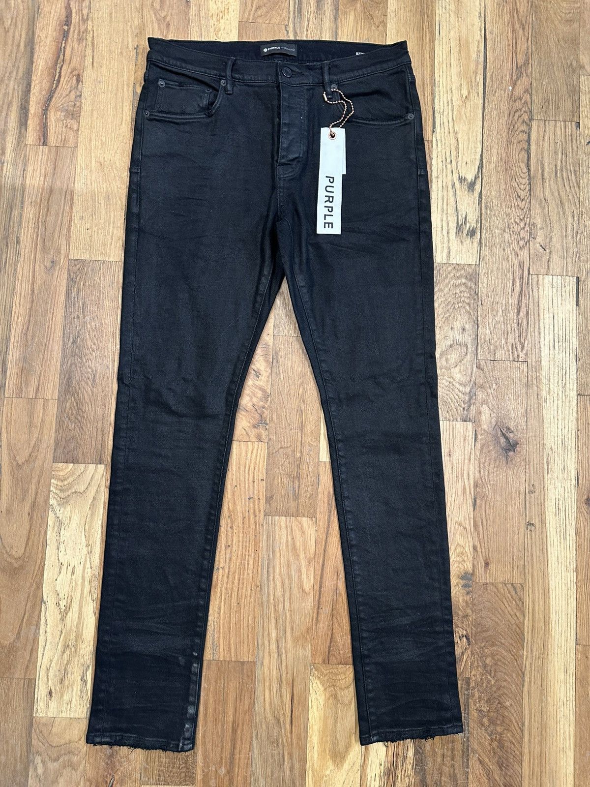 Purple Brand Purple Brand Plain Black Waxed Denim Jeans Size 33 Size US 33 - 1 Thumbnail