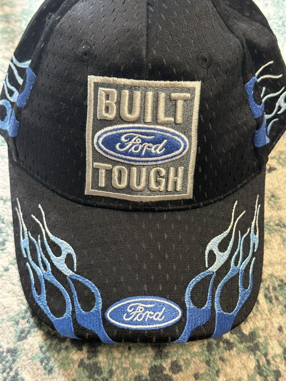 Ford × Vintage Vintage Ford Racing Black and Blue Flames Fire Baseball Cap Size ONE SIZE - 10 Thumbnail