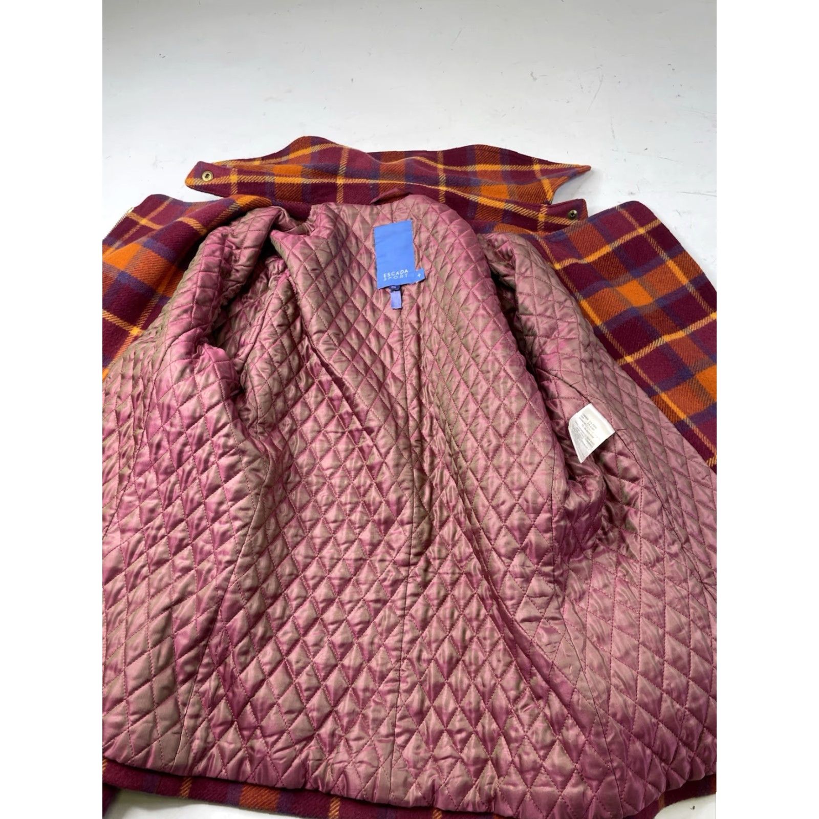 Escada ESCADA Plaid Wool Coat Moto Jacket Full Zip 100% Wool Orange Purple Multicolor Size 36 Women Size XS / US 0-2 / IT 36-38 - 3 Thumbnail
