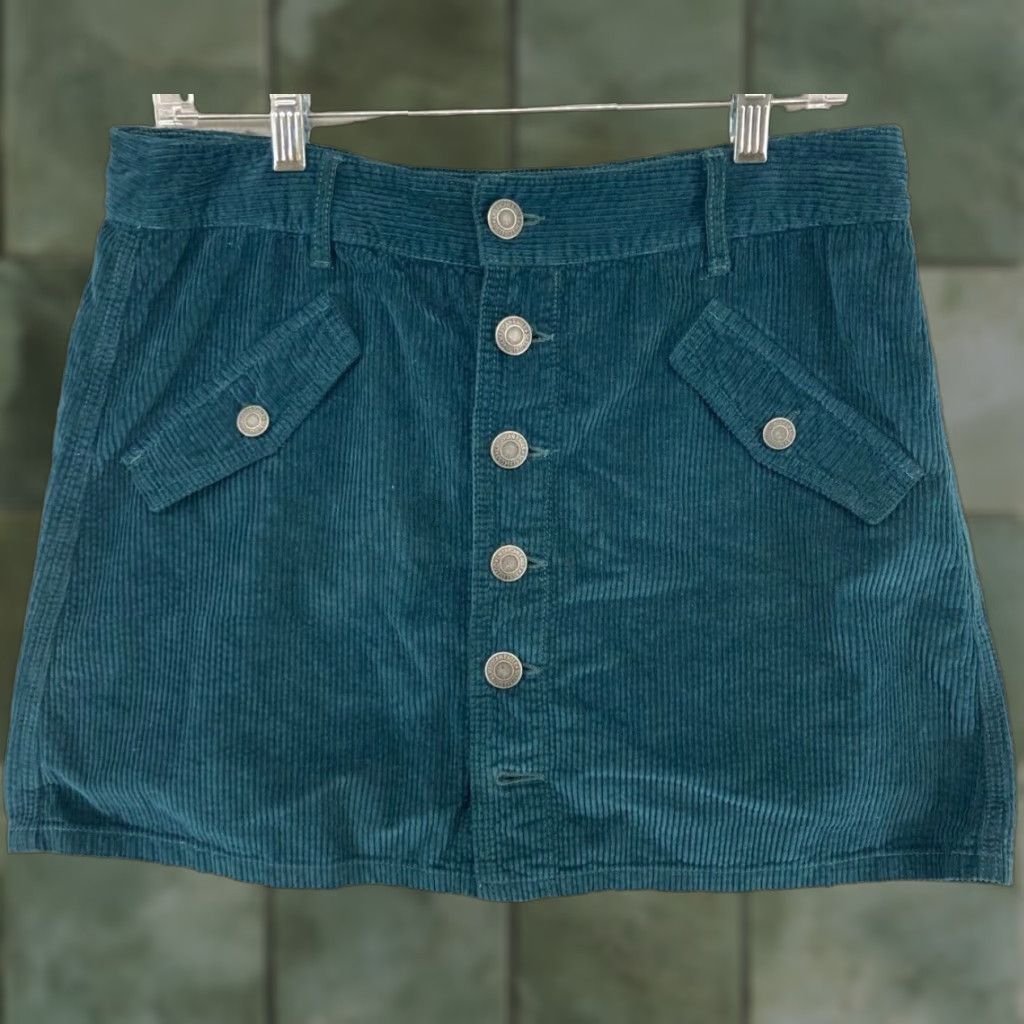 American Eagle Outfitters American Eagle Skirt Womens Corduroy 10L Blue Button Up Size 32" / US 10 / IT 46 - 1 Thumbnail