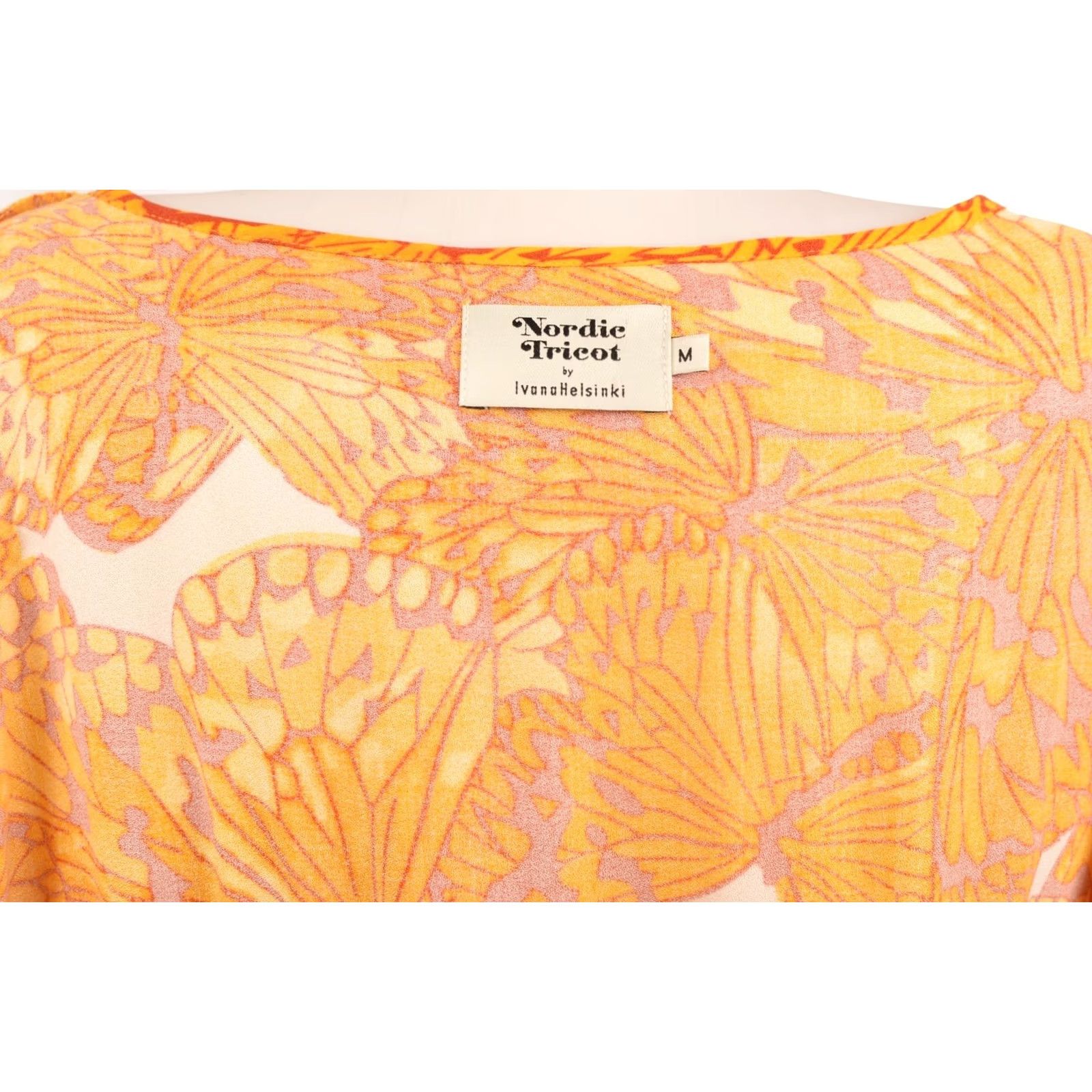 Vintage Ivana Helsinki Nordic Tricot Butterfly Pattern Viscose Dress M Women Yellow A-Line Long Dress Size M / US 6-8 / IT 42-44 - 6 Thumbnail