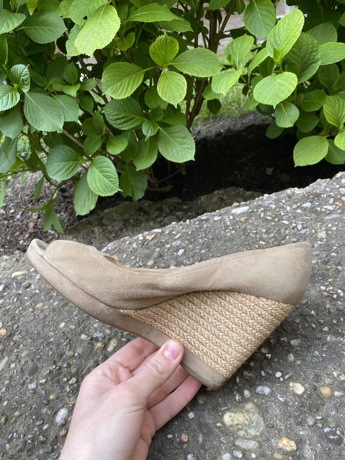 Prada Vintage Prada beige Suede Espadrille Wedge Sandals Size US 7.5 / IT 37.5 - 9 Thumbnail