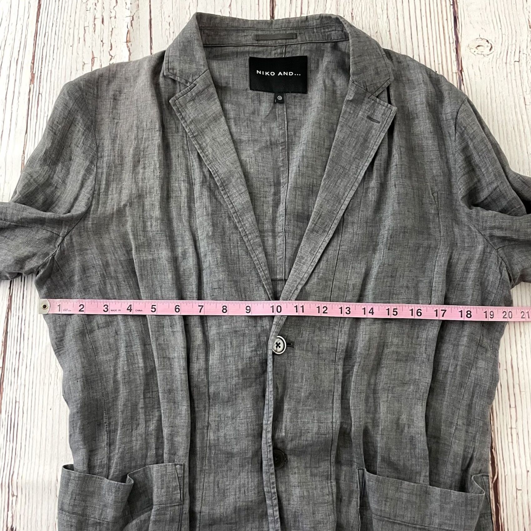 Vintage Niko And... Blazer Top Shirt Womens 3 Blue Gray Linen Button Front 100% Linen Lightweight Blouse Women XS? Size XS / US 0-2 / IT 36-38 - 4 Thumbnail