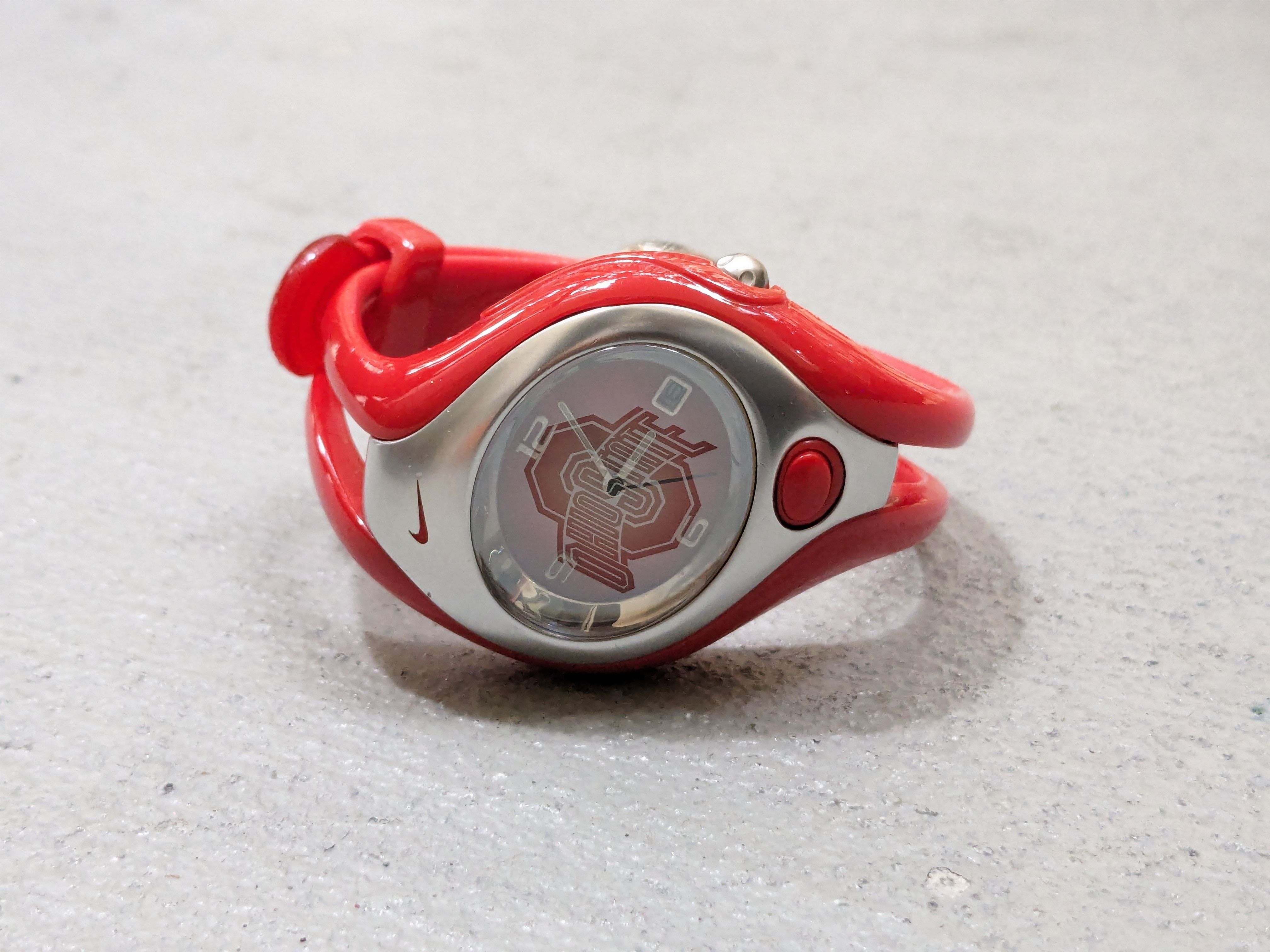 Pre-owned Nike Vintage  Watch Red Analog Rubber Sports Minimal Y2k In Red/silver