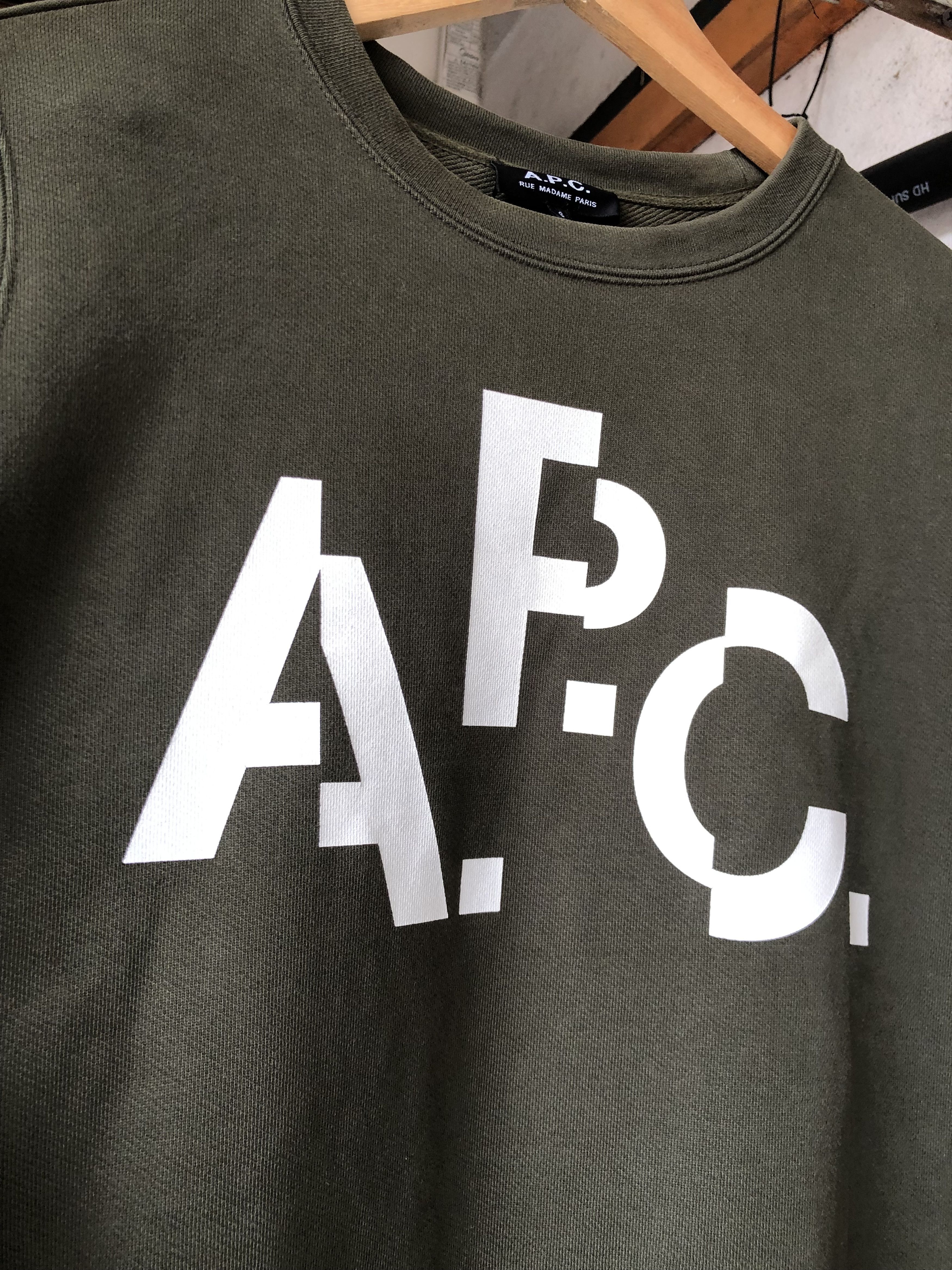 A.P.C. A.P.C. Big Logo Green Army Sweatshirt Size S / US 4 / IT 40 - 9 Thumbnail
