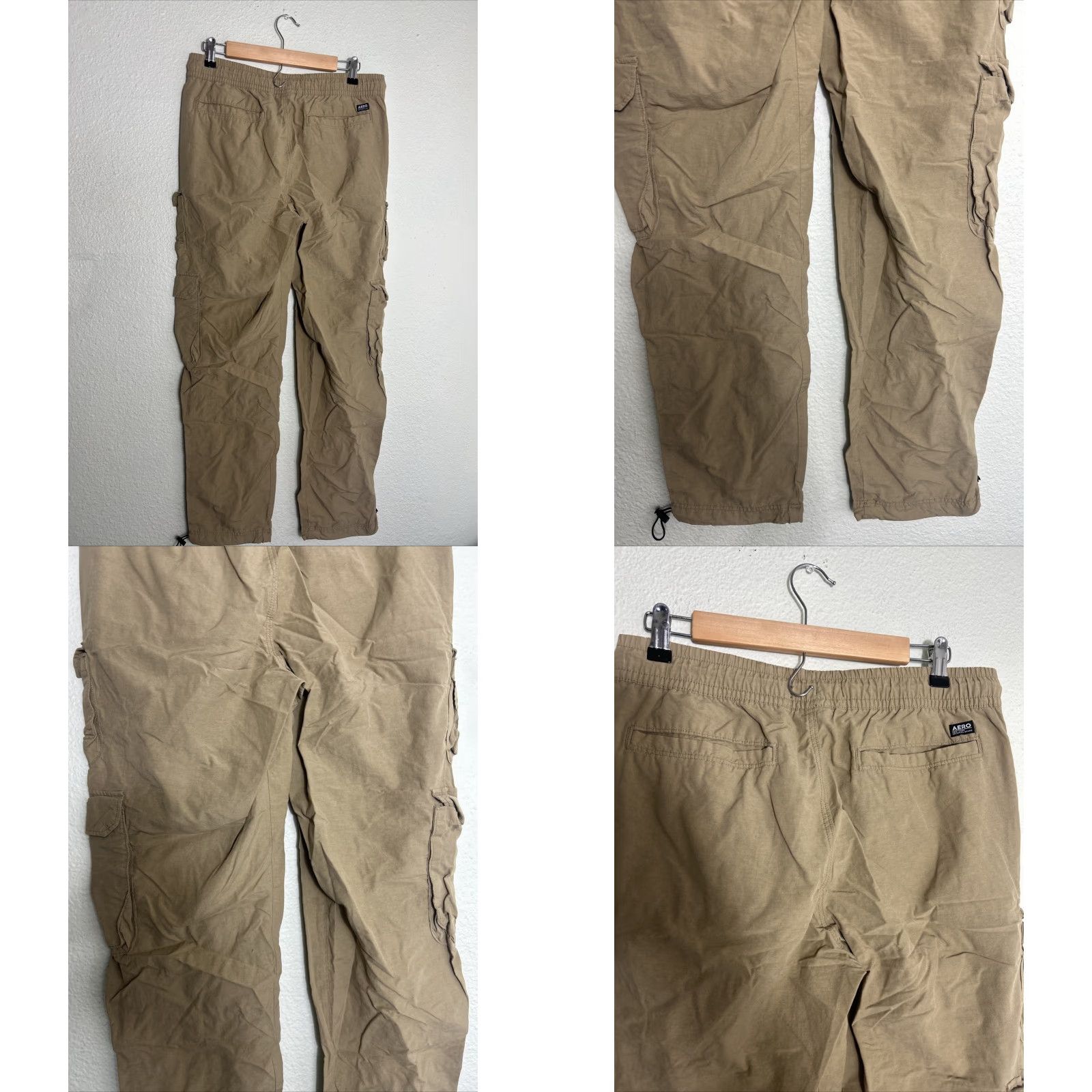 Vintage Aéropostale Mens Medium Active Utility Cargo Pants Pull On Beige 32x31 Size US 31 - 8 Thumbnail