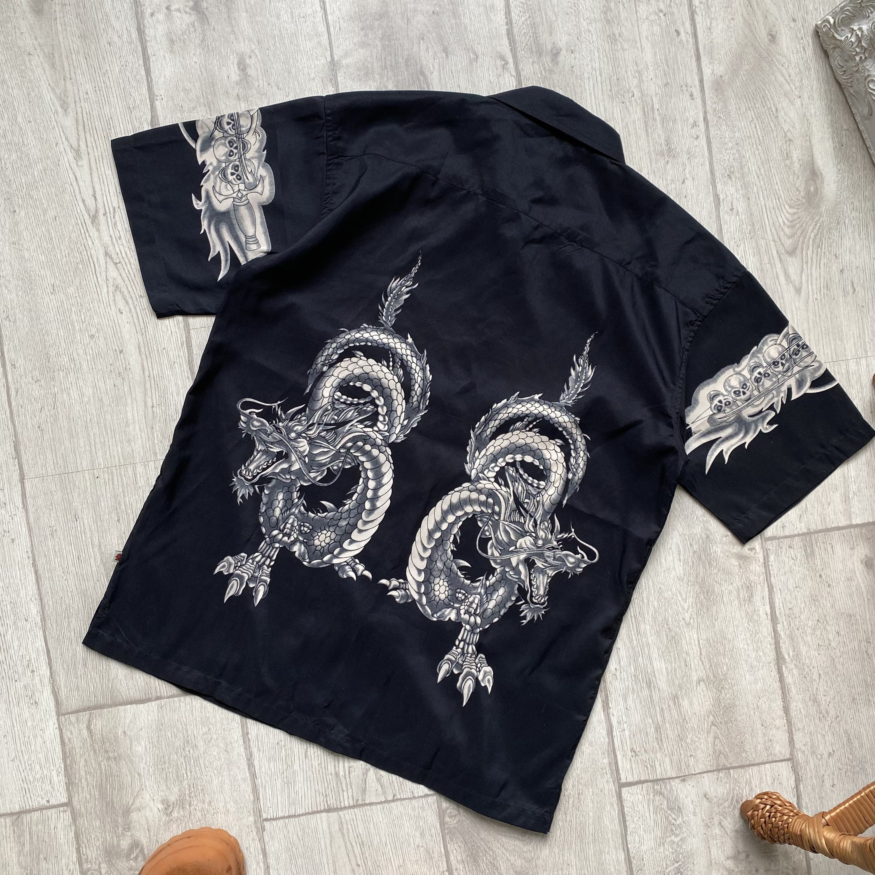 Japanese Brand 🐉 Vintage Dragon Skulls Shirt Japanese Y2K Hawaiian Size US S / EU 44-46 / 1 - 6 Thumbnail