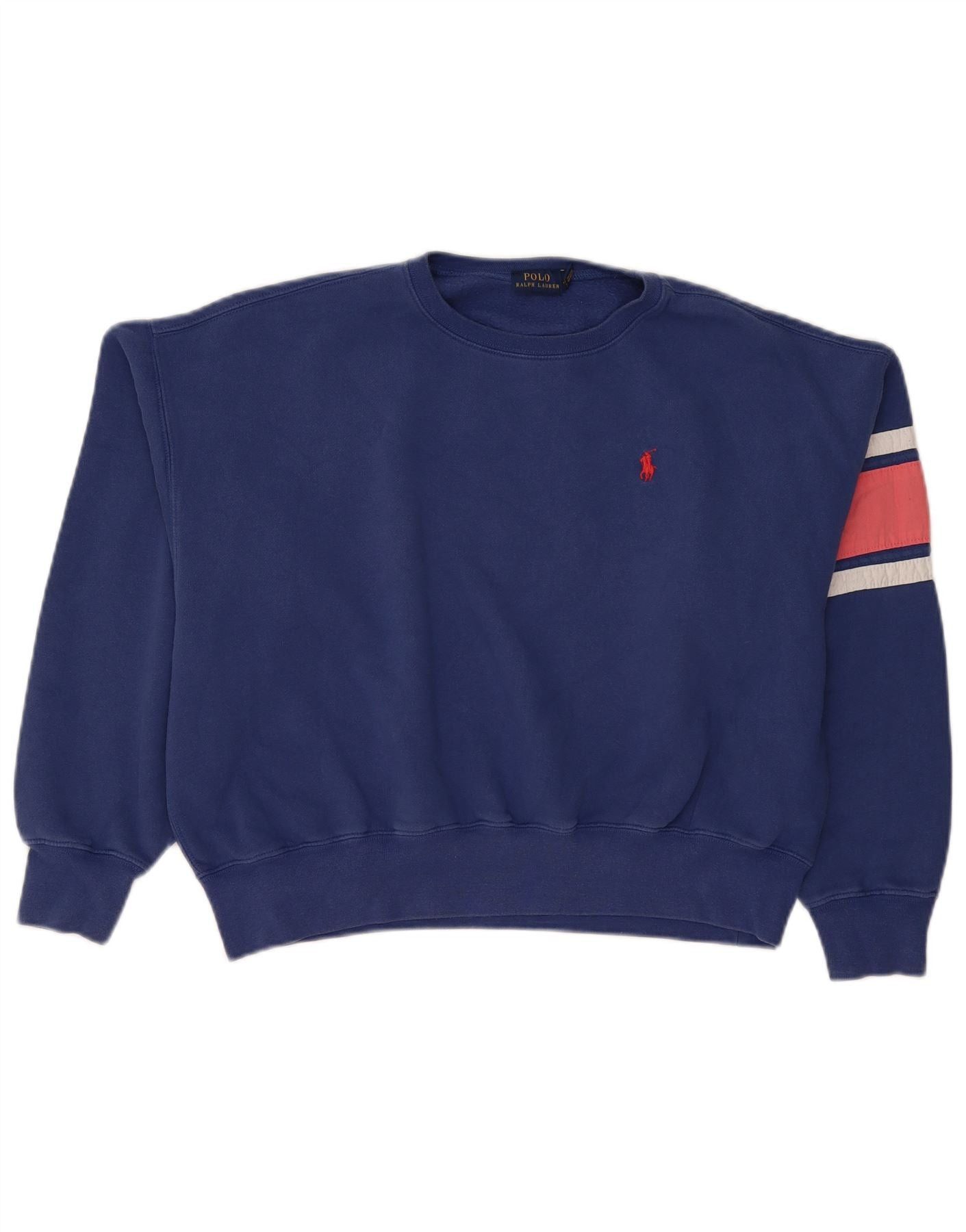 Polo Ralph Lauren Womens Graphic Sweatshirt Jumper UK 14 Medium Blue Size XL / US 12-14 / IT 48-50 - 1 Thumbnail