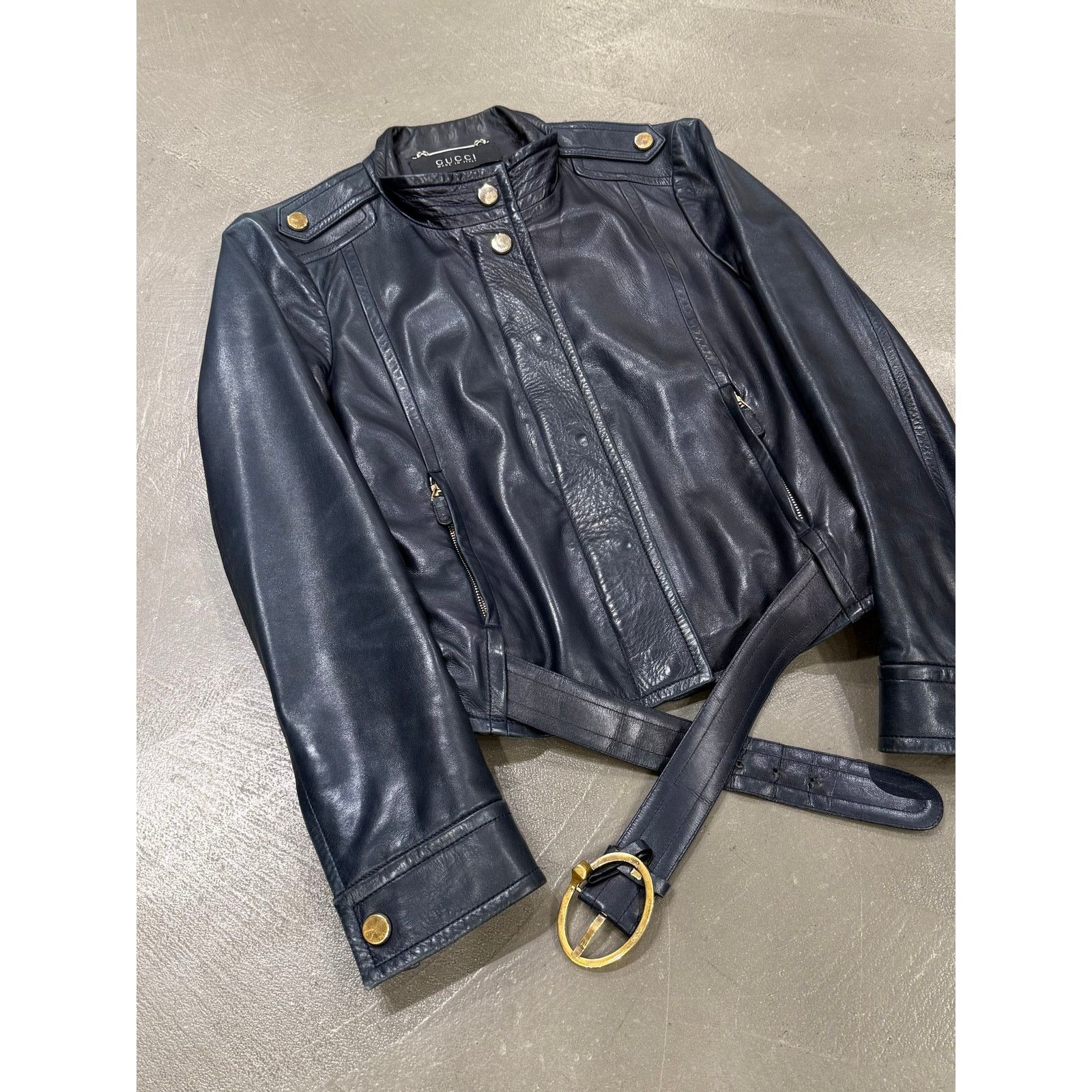 Gucci 2000s Gucci belted biker leather jacket Size US S / EU 44-46 / 1 - 5 Thumbnail