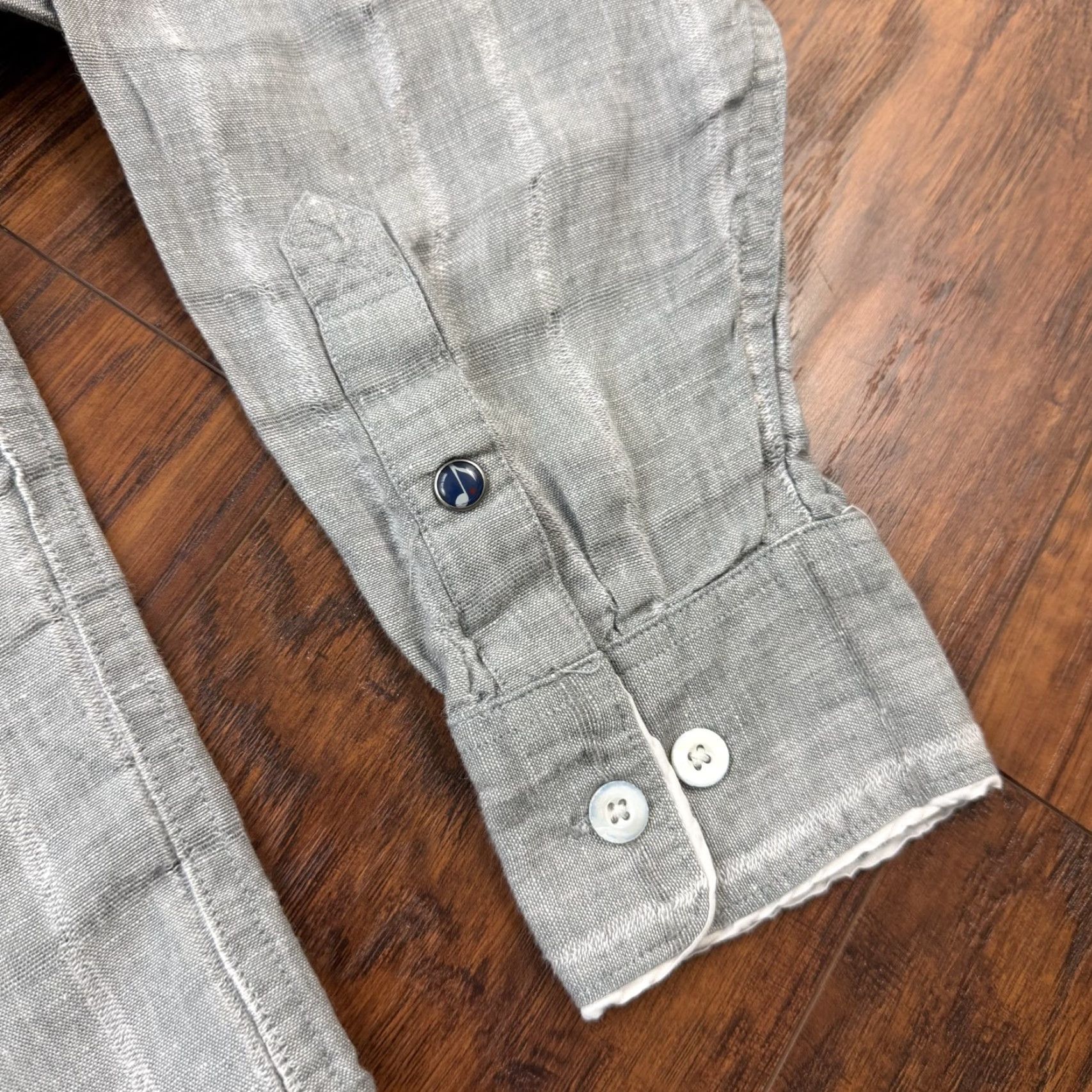 Vintage 32 Bar Blues Shirt Mens XL Gray Linen Plaid Long Sleeve Lightweight Button-Up with Pockets Size US XL / EU 56 / 4 - 3 Thumbnail
