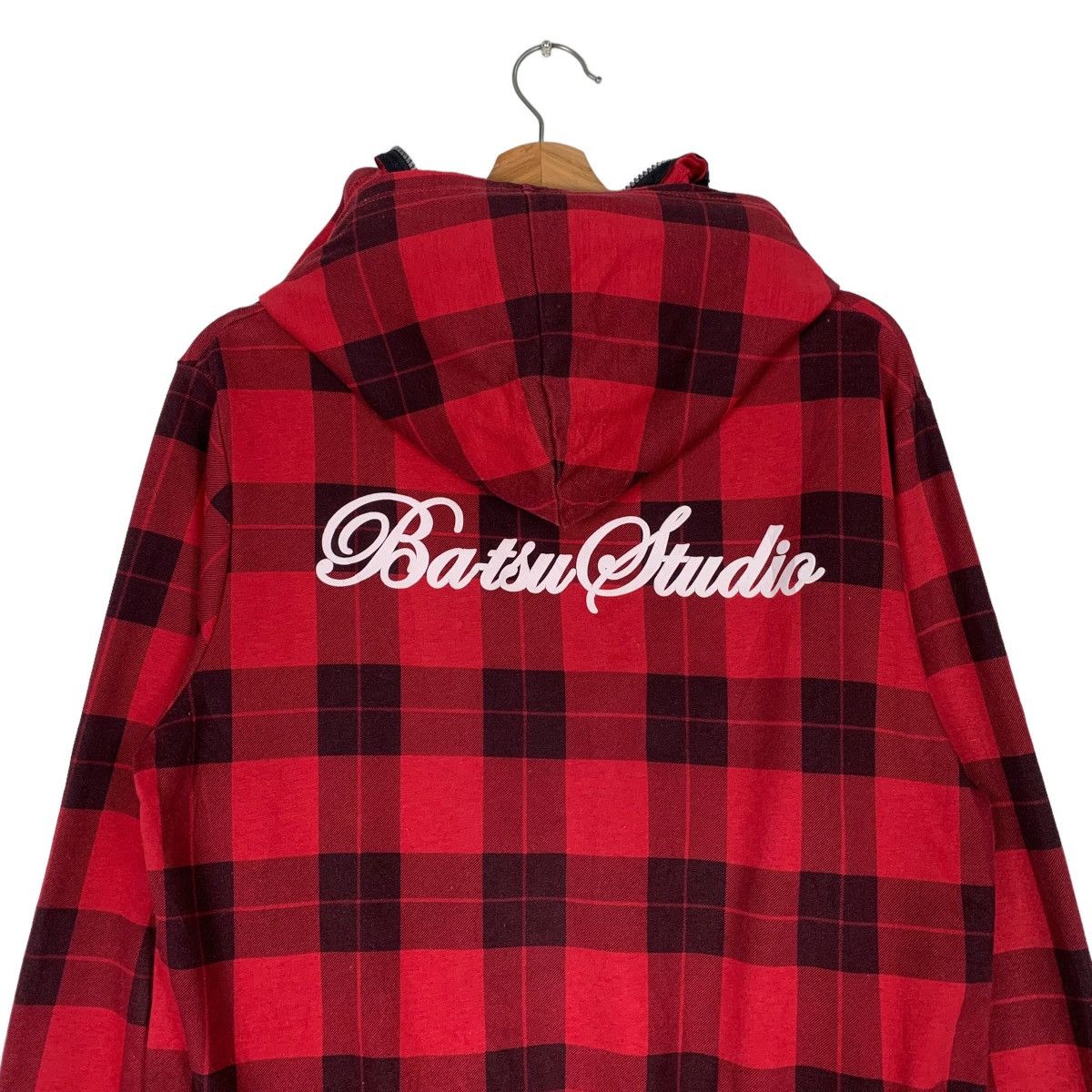 Japanese Brand BATSU STUDIO Big Logo Tartan Zipper Hoodies #0806-C36 Size US M / EU 48-50 / 2 - 8 Thumbnail