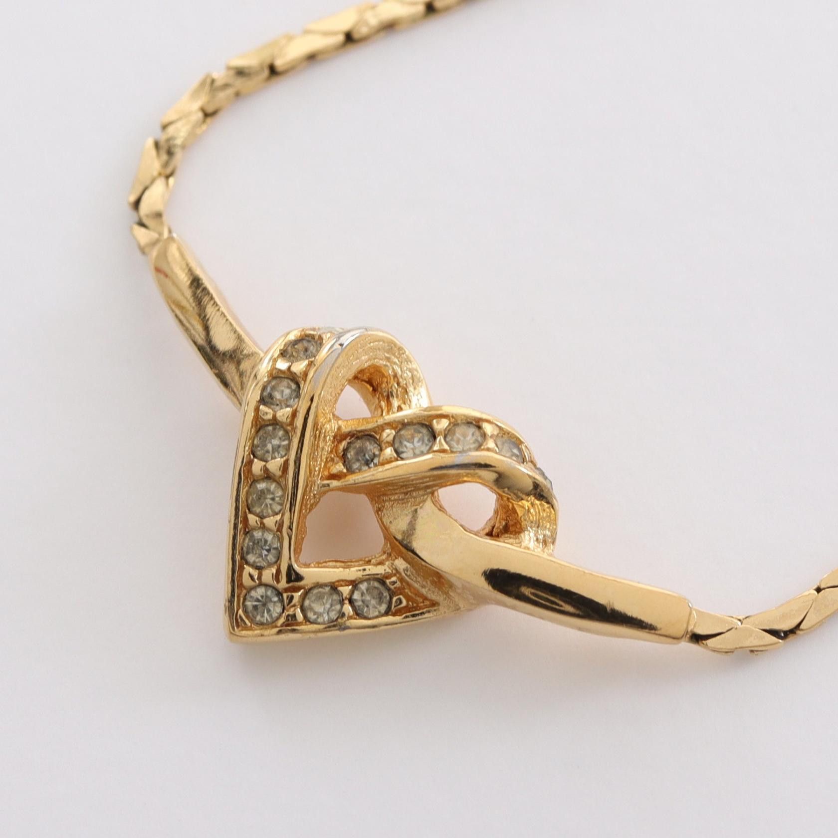 Dior Dior Heart Rhinestone Necklace Metal Necklace in Great Condition Size ONE SIZE - 1 Thumbnail