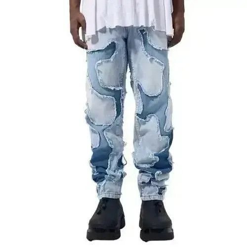 Japanese Brand Blue Patchwork Denim Jeans Size US 32 / EU 48 - 3 Thumbnail