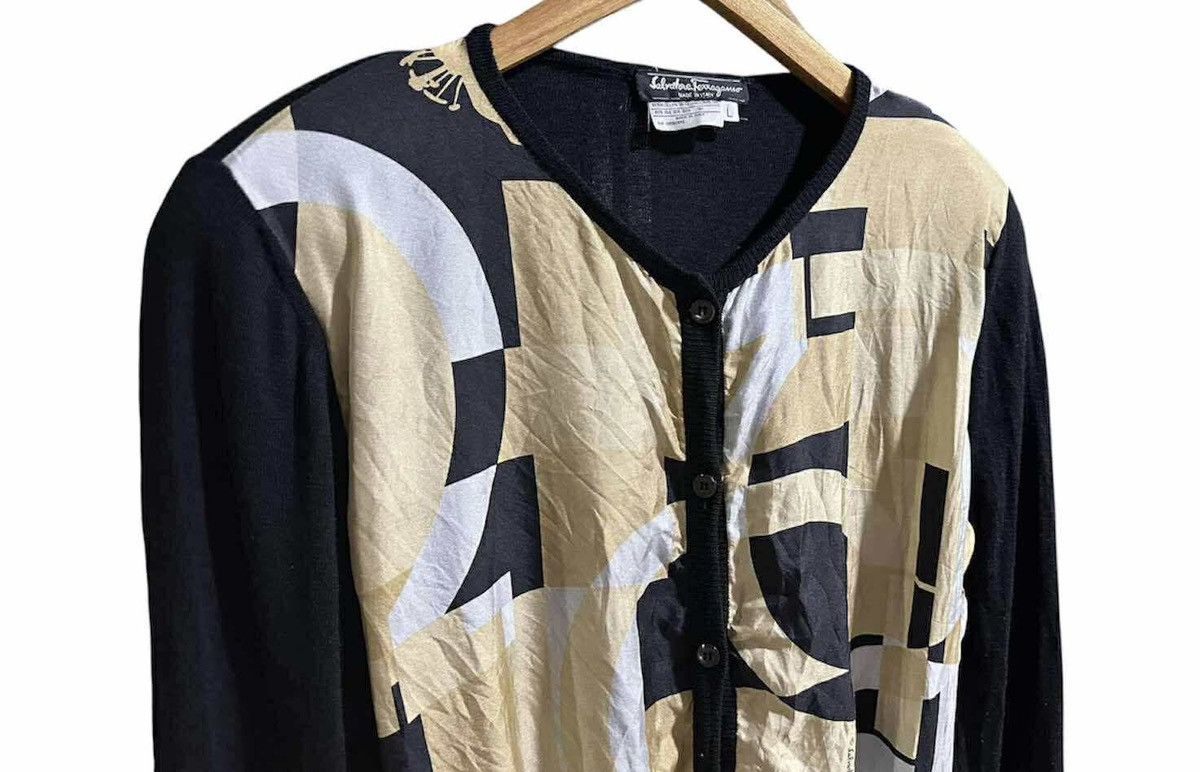 Salvatore Ferragamo 🔥Vintage Salvatore Ferragamo Silk Wool Cardigan Size L / US 10 / IT 46 - 7 Thumbnail