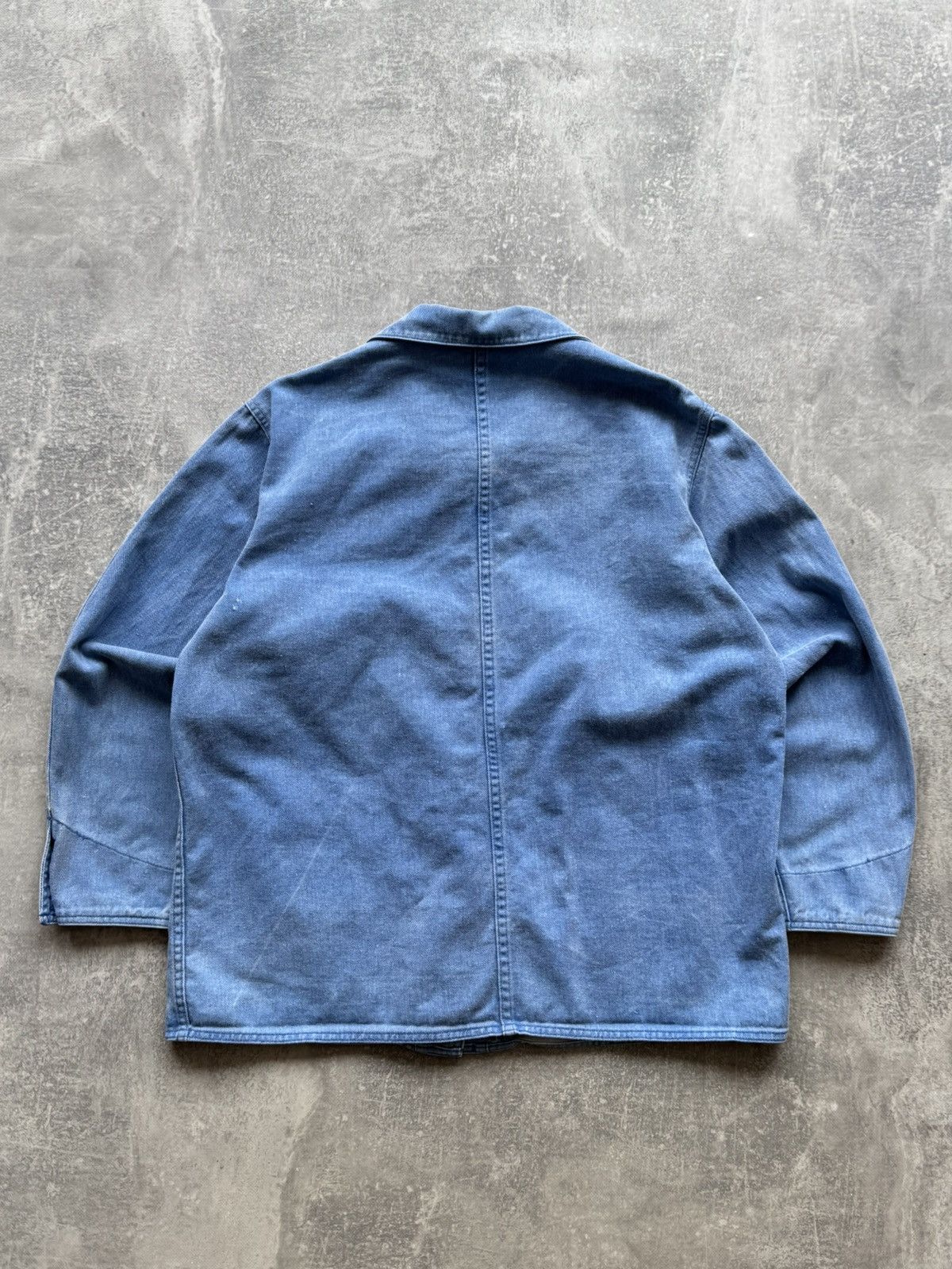 L.L. Bean 80s LL Bean Peter Pan Collar Chambray Chore Jacket Work Wear Size US L / EU 52-54 / 3 - 7 Thumbnail