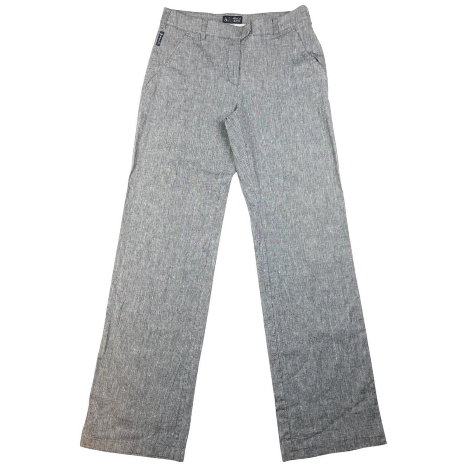 Designer Vintage Armani Jeans Lightweight Linen Trousers Size W30 Size US 30 / EU 46 - 1 Thumbnail