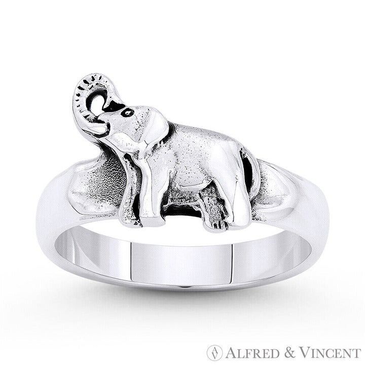 Other Trumpeting Elephant Charm Ring in .925 Sterling Silver Size ONE SIZE - 1 Preview