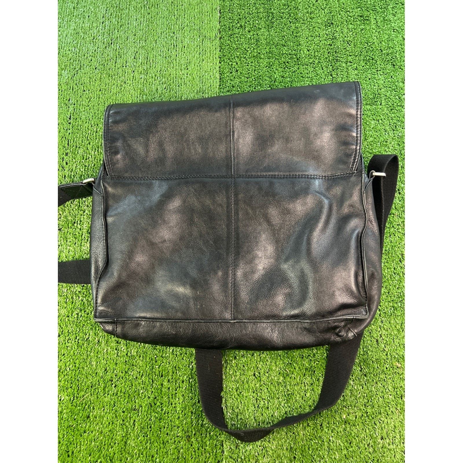 Tiger of Sweden Tiger of Sweden Black Leather Messenger Bag Shoulder Work Size 38 - 6 Thumbnail