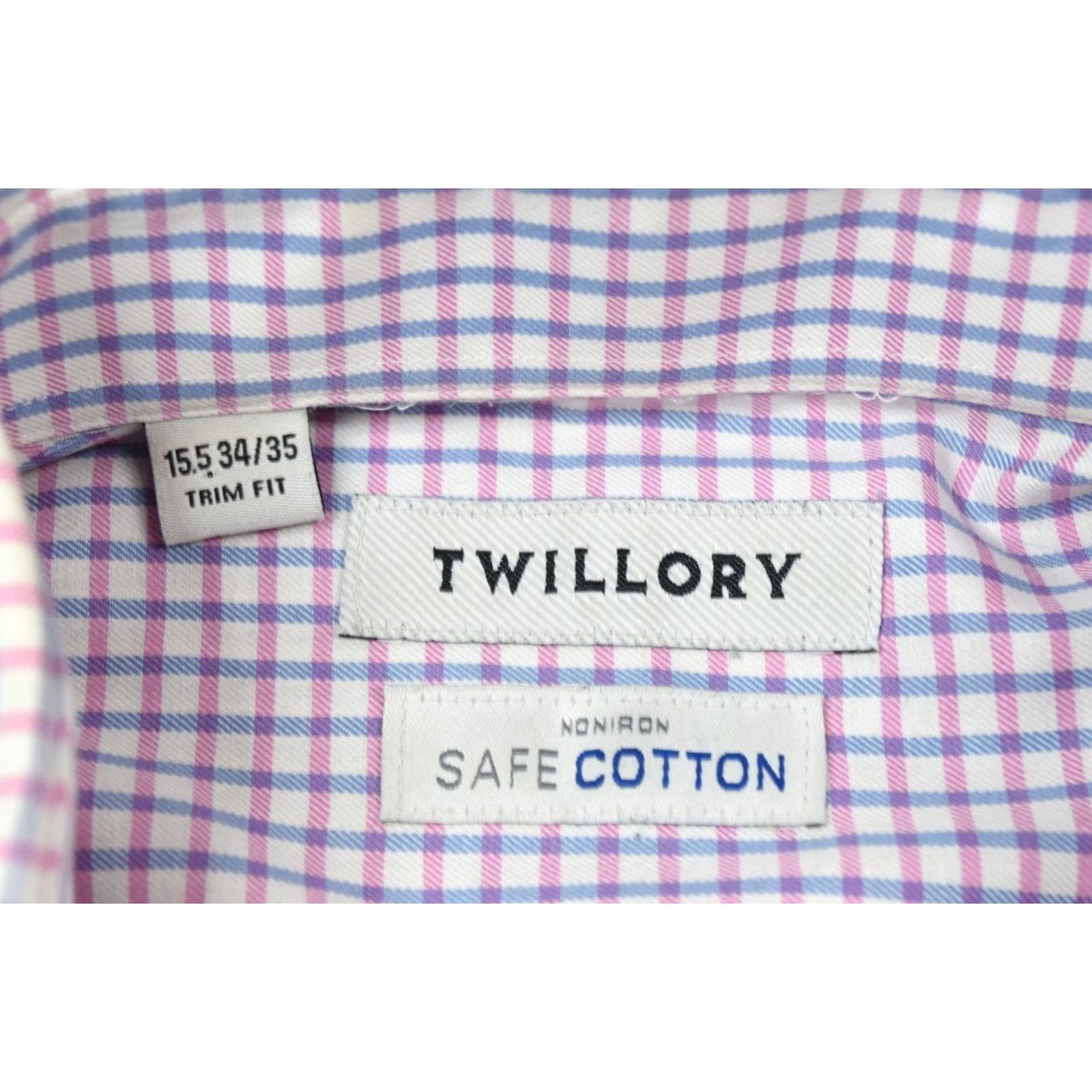 Pinko Twillory Shirt Pink Plaid Long Sleeve Cotton Button-Up Dress Shirt Mens 15.5 15.5in Slim Batched Collar Spread Barrel Cuff Size US M / EU 48-50 / 2 - 6 Thumbnail