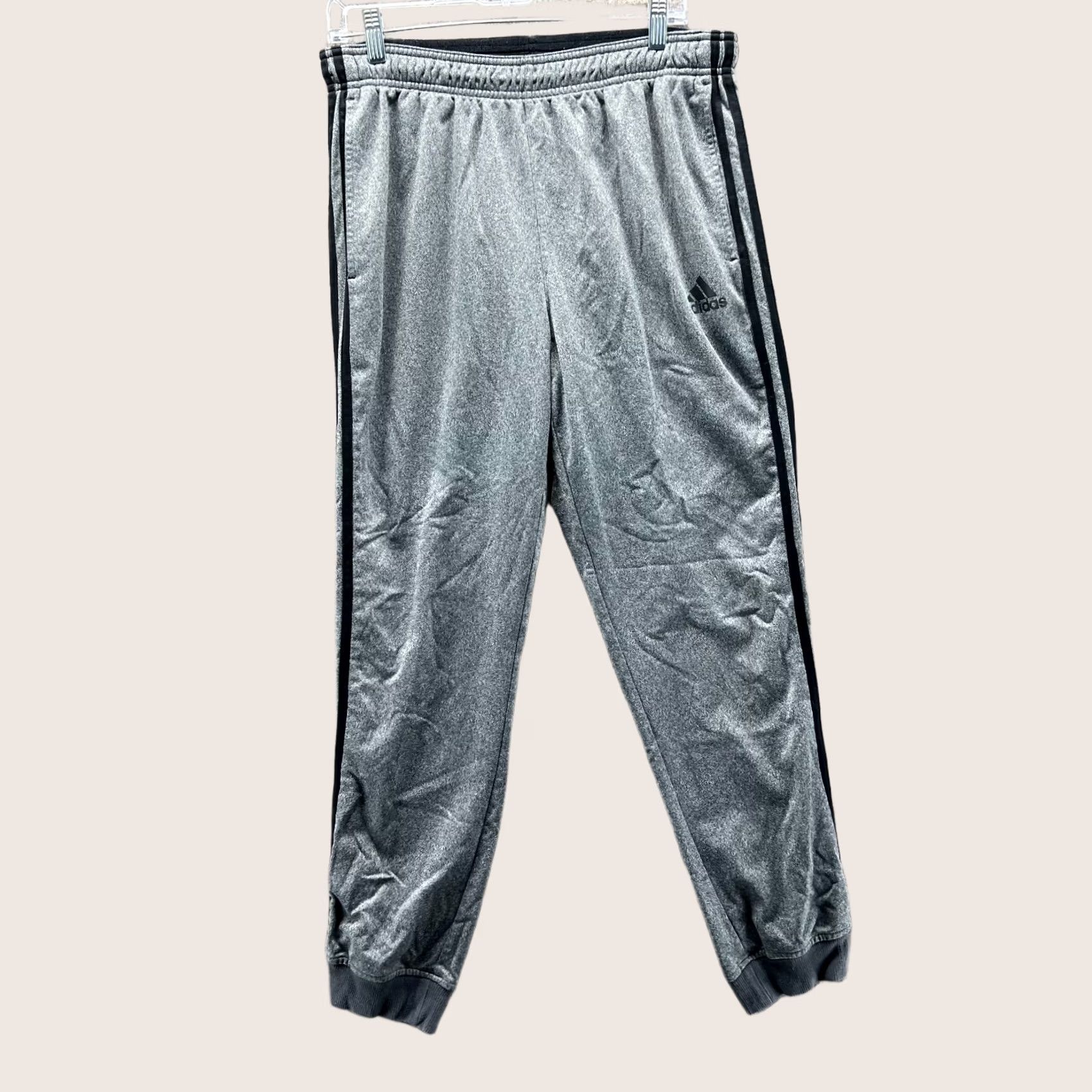 Adidas VINTAGE Adidas Pants Mens L Gray Black Athletic Training Elastic Waist Y2K Size US 33 - 1 Thumbnail