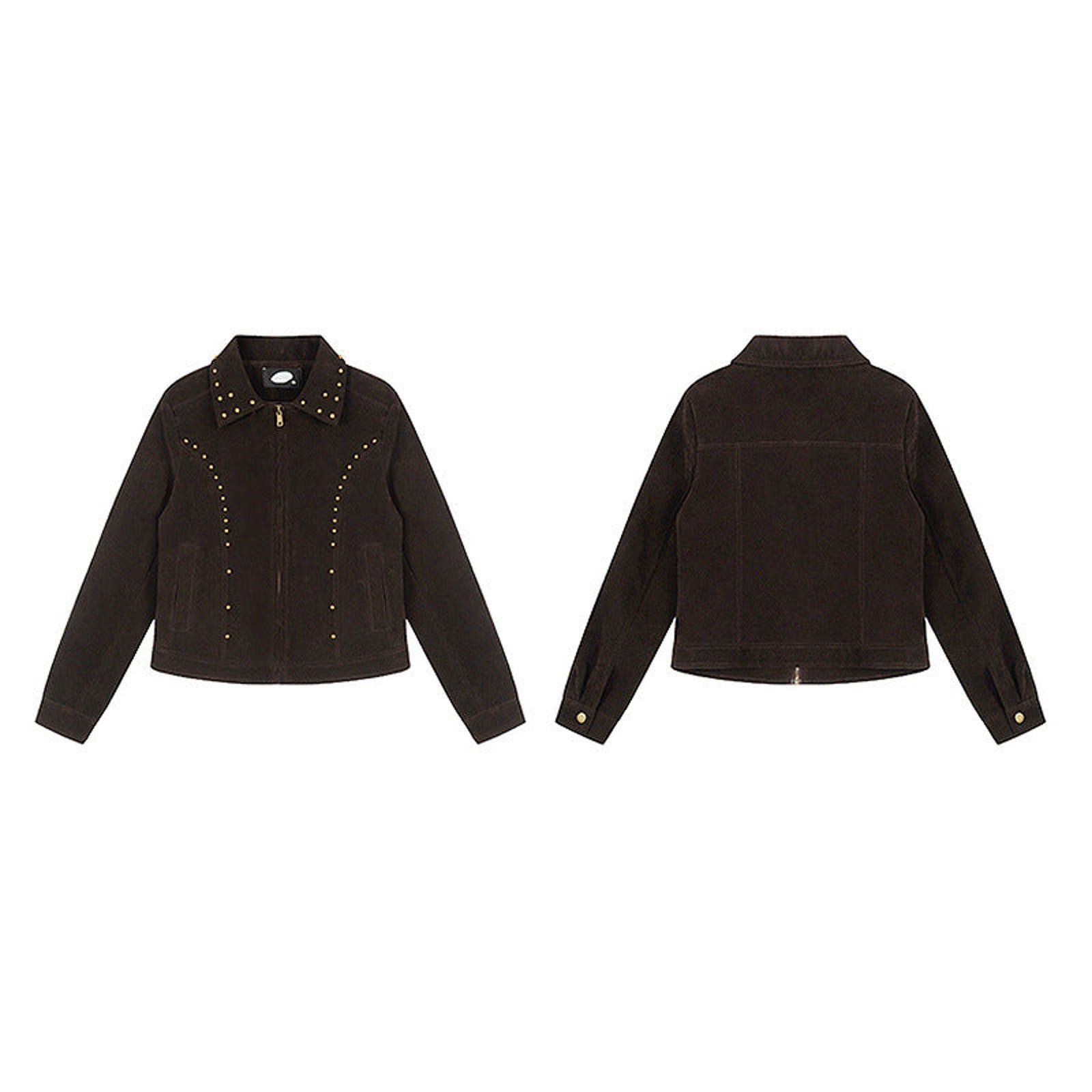 Japanese Brand Dark Brown Studded Suede Jacket, Zip Front Jacket Size US M / EU 48-50 / 2 - 3 Thumbnail