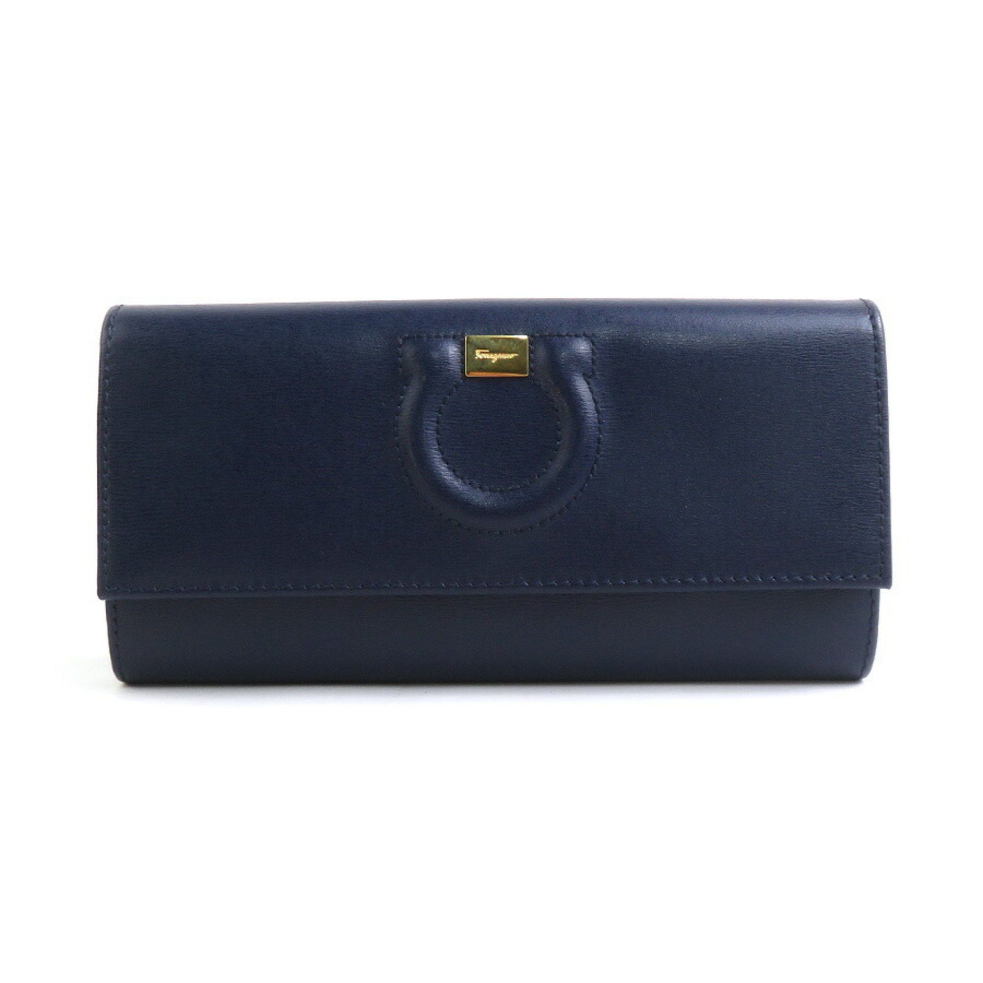 Salvatore Ferragamo Salvatore Ferragamo Long Wallet Gancini Leather Navy Women's 56102a Size ONE SIZE - 1 Thumbnail