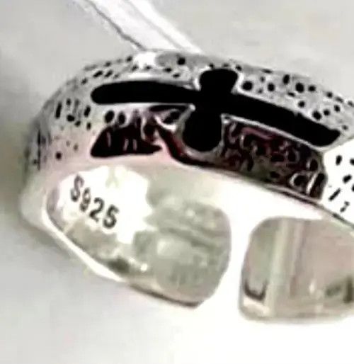 High Sport × Japanese Brand × Ring Of Fire Vintage Goth 925 Silver Cross Ring Size ONE SIZE - 2 Thumbnail