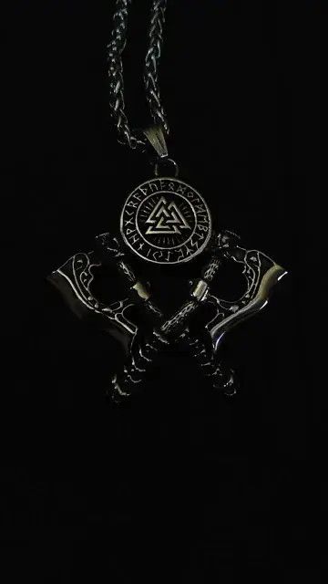 Jewelry × Other Men's Stainless Steel Exquisite Double Axe Pendant Necklace Size ONE SIZE - 2 Thumbnail