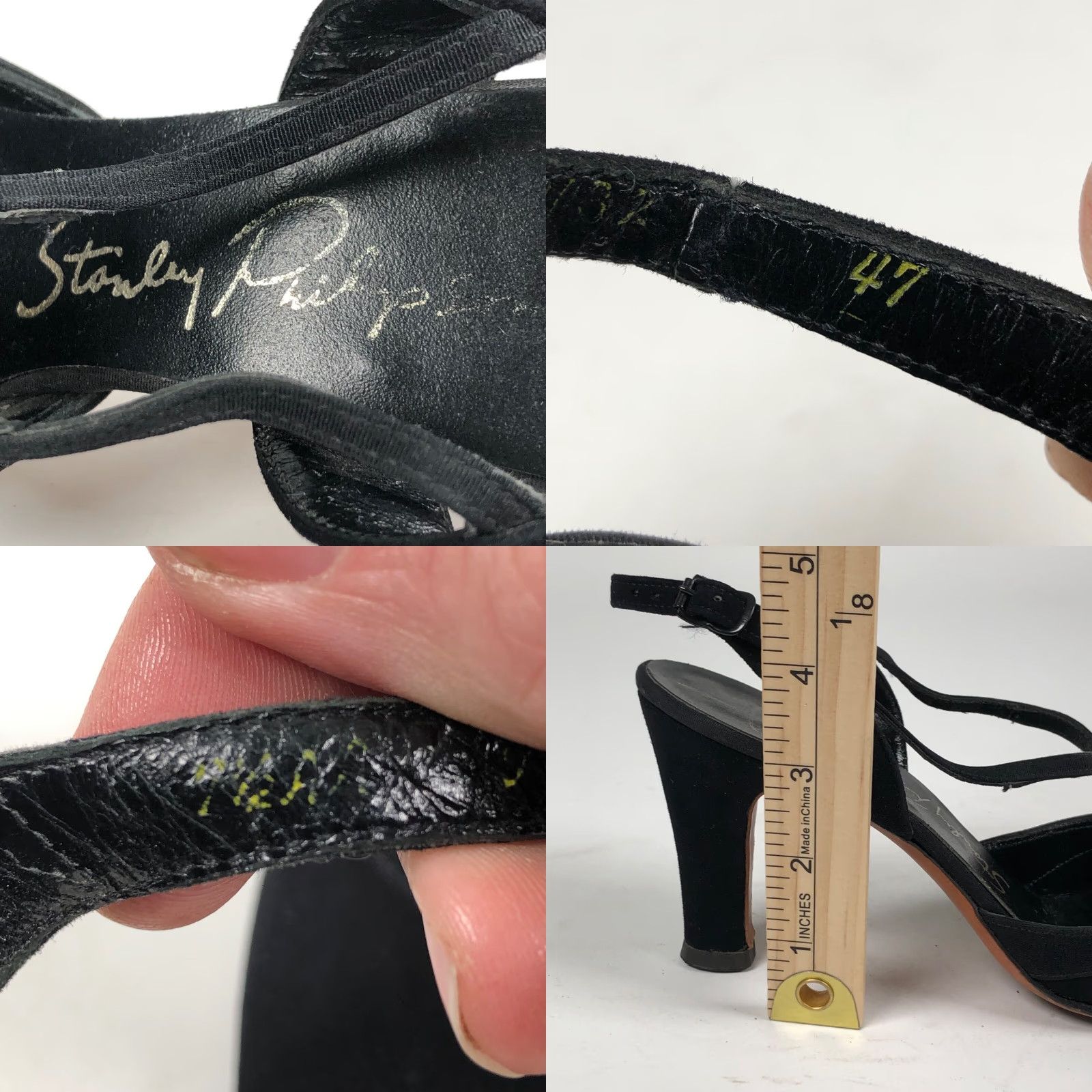 Vintage VINTAGE Stanley Phillipson Womens 7.5 AA Black Suede Slingback Heels Dress Shoes Size M / US 6-8 / IT 42-44 - 8 Thumbnail