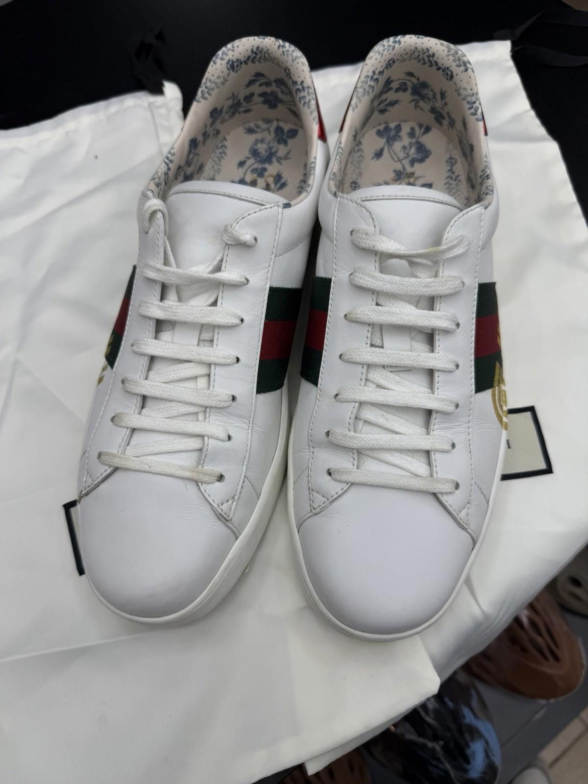 Gucci Gucci Ace Sneakers Men White Logo Leather Low Top 11G/11.5US Size US 11.5 / EU 44-45 - 10 Thumbnail