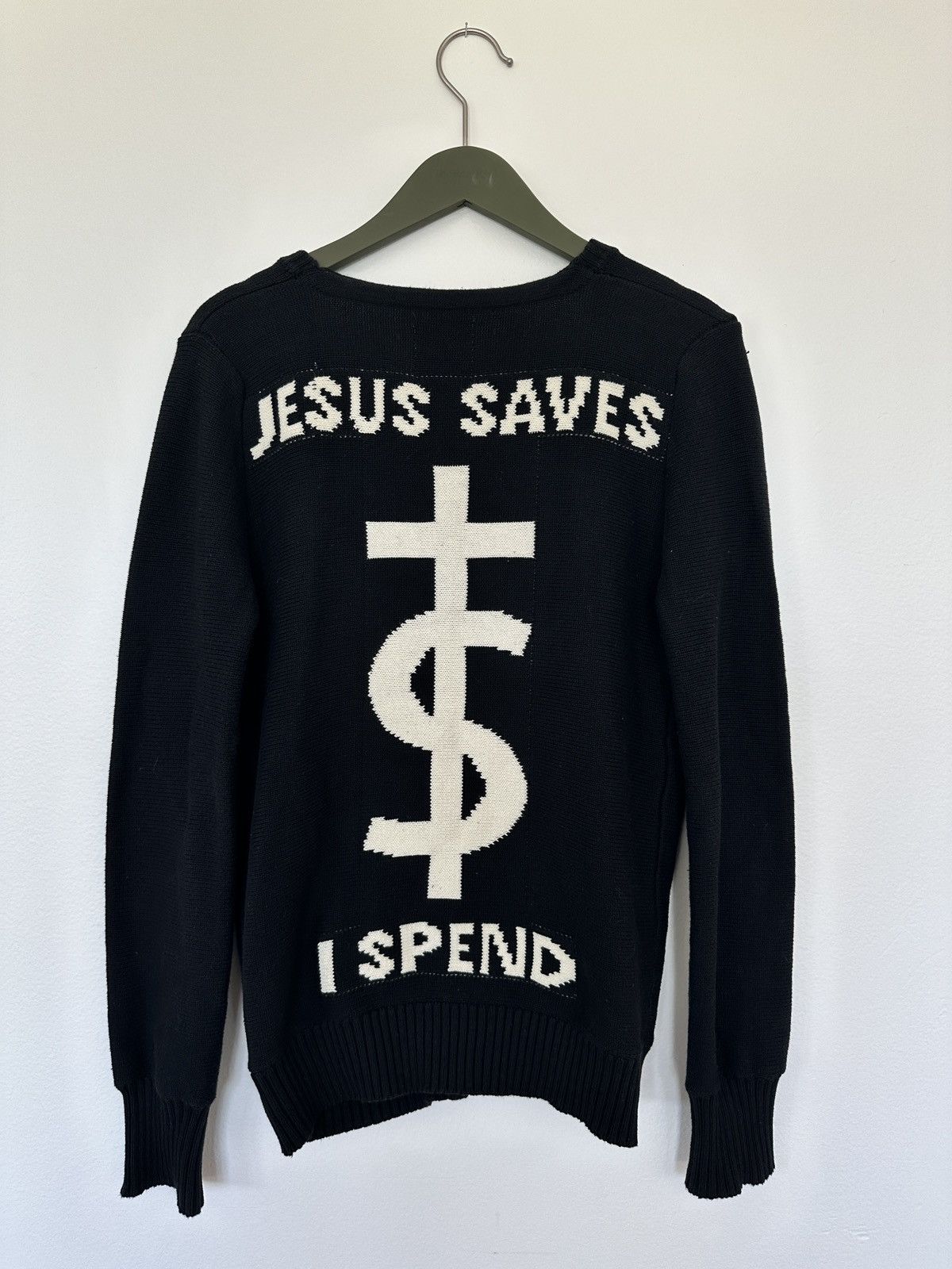 UNIF UNIF Vintage “Jesus Saves I Spend” Cardigan Sweater Size US S / EU 44-46 / 1 - 1 Thumbnail