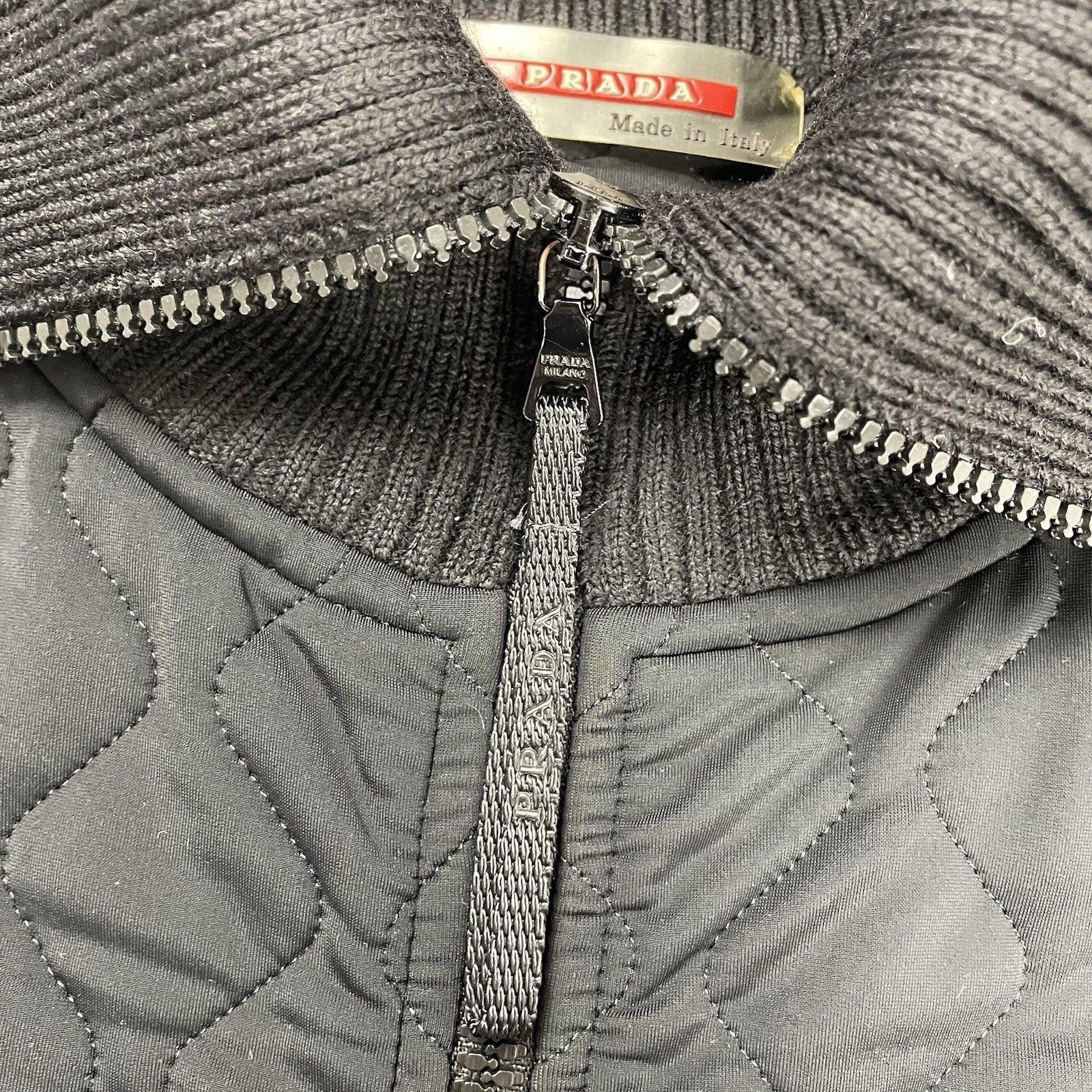Prada Vintage Prada Sport Jacket Black Wool Nylon Quilted Knit Size L / US 10 / IT 46 - 4 Thumbnail