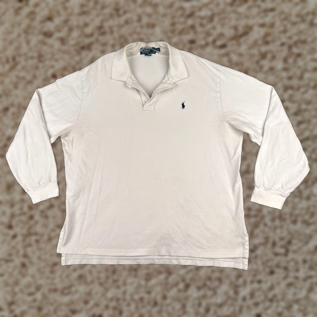 Ralph Lauren VINTAGE Polo Ralph Lauren Shirt Men 2XL White 100% Cotton Long Sleeve Polo Shirt 2XL Mens American Classic Polo 2XL White Size US XXL / EU 58 / 5 - 1 Thumbnail