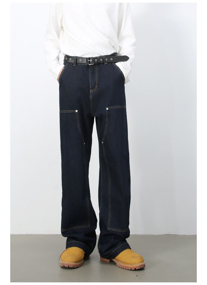 Japanese Brand Retro Men's American Loose Straight Leg Cargo Jeans Size US 32 / EU 48 - 2 Thumbnail